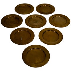 Vintage Coaster Dining Plates in Brass Produced by Stelton in Denmark