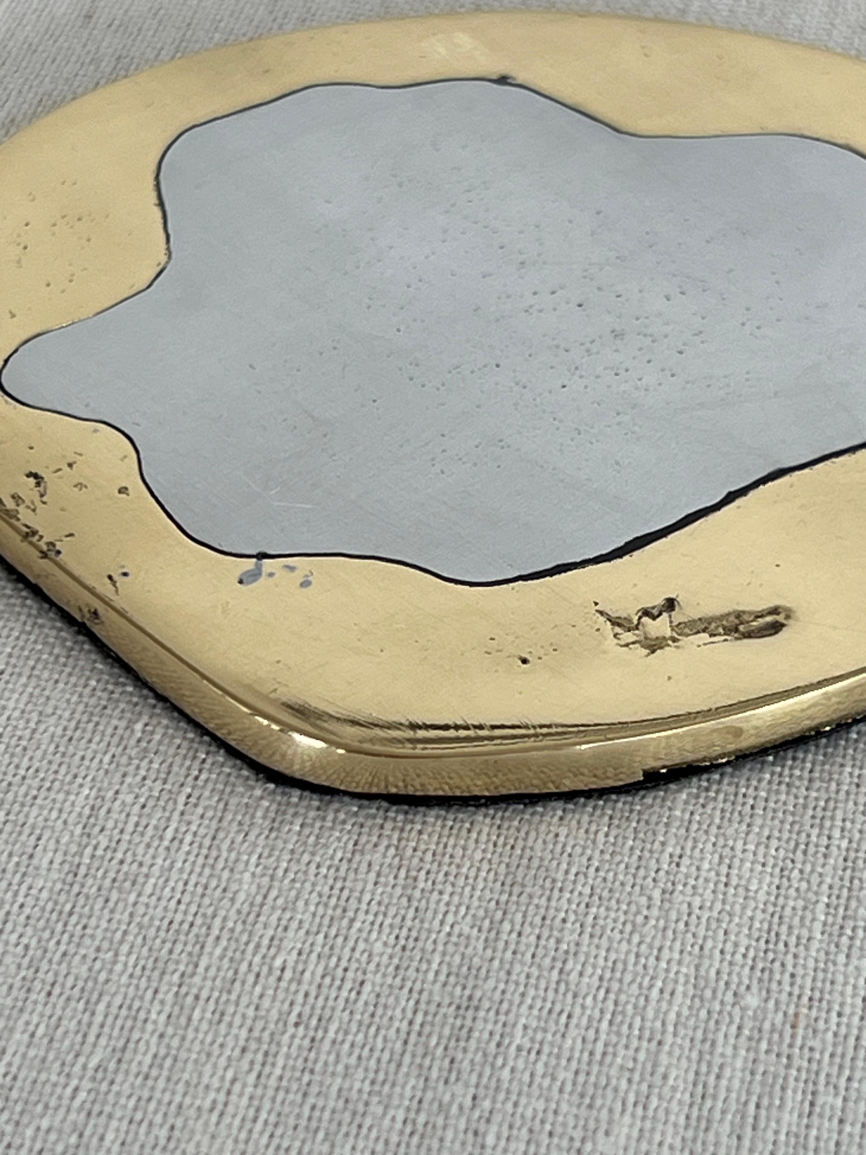 Brutalist Coaster Egg Drink Mat C042 Solid Cast Brass and Aluminium Handmade in Spain