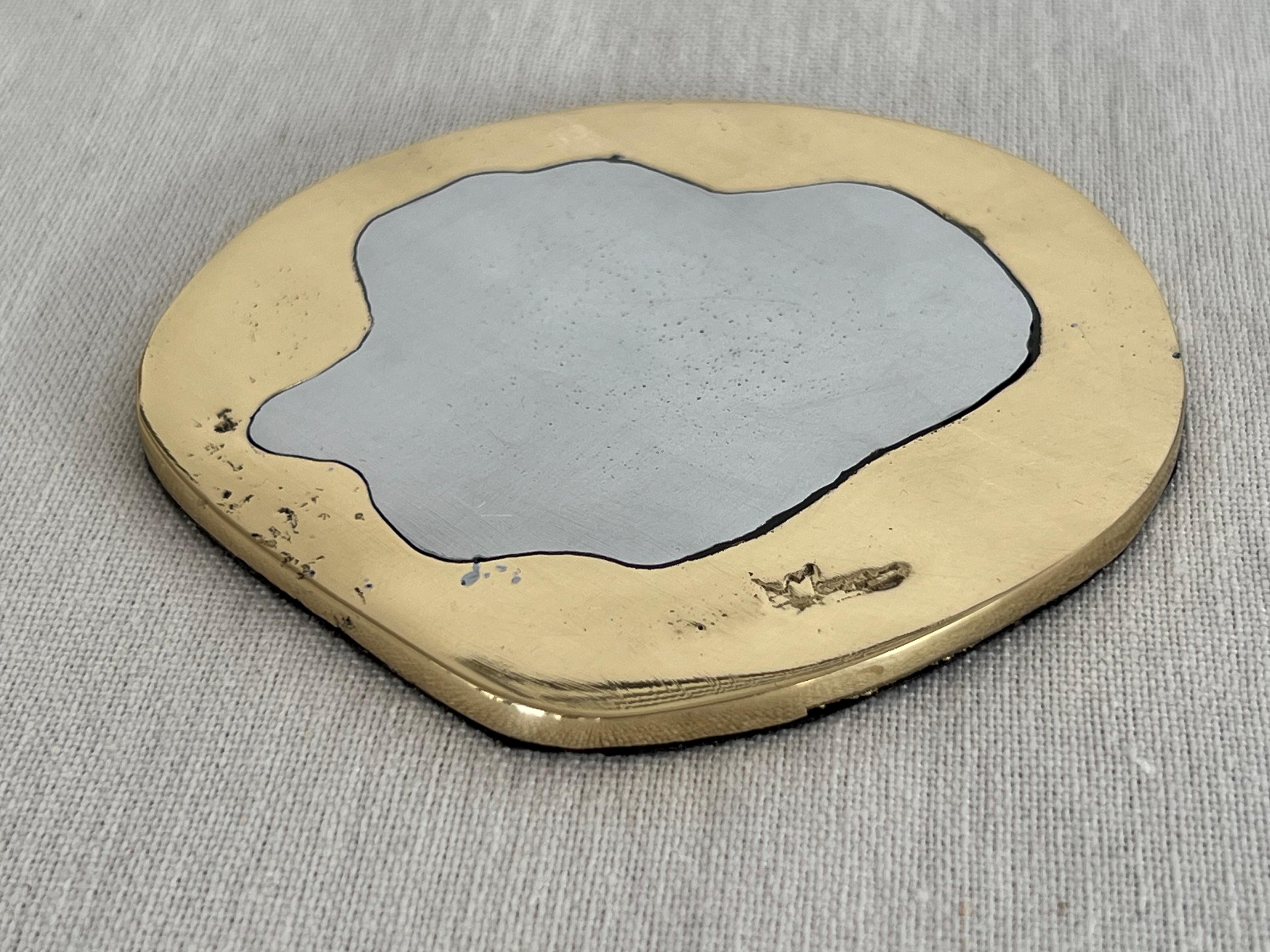 Spanish Coaster Egg Drink Mat C042 Solid Cast Brass and Aluminium Handmade in Spain