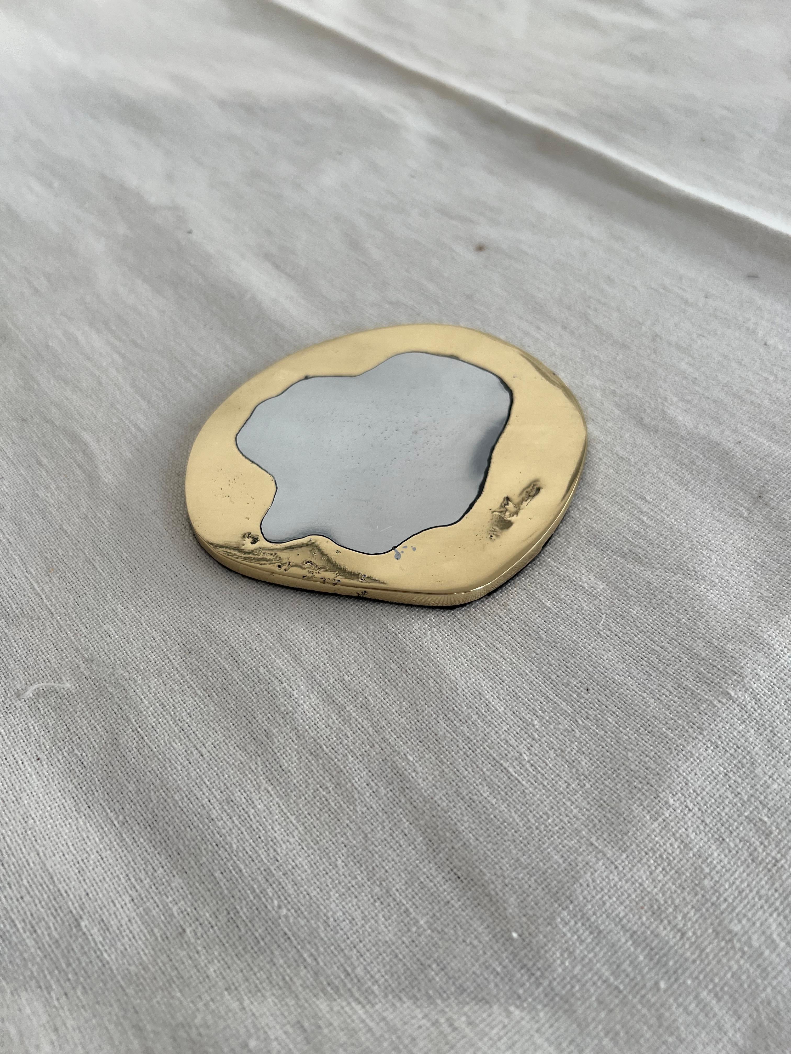 Contemporary Coaster Egg Drink Mat C042 Solid Cast Brass and Aluminium Handmade in Spain
