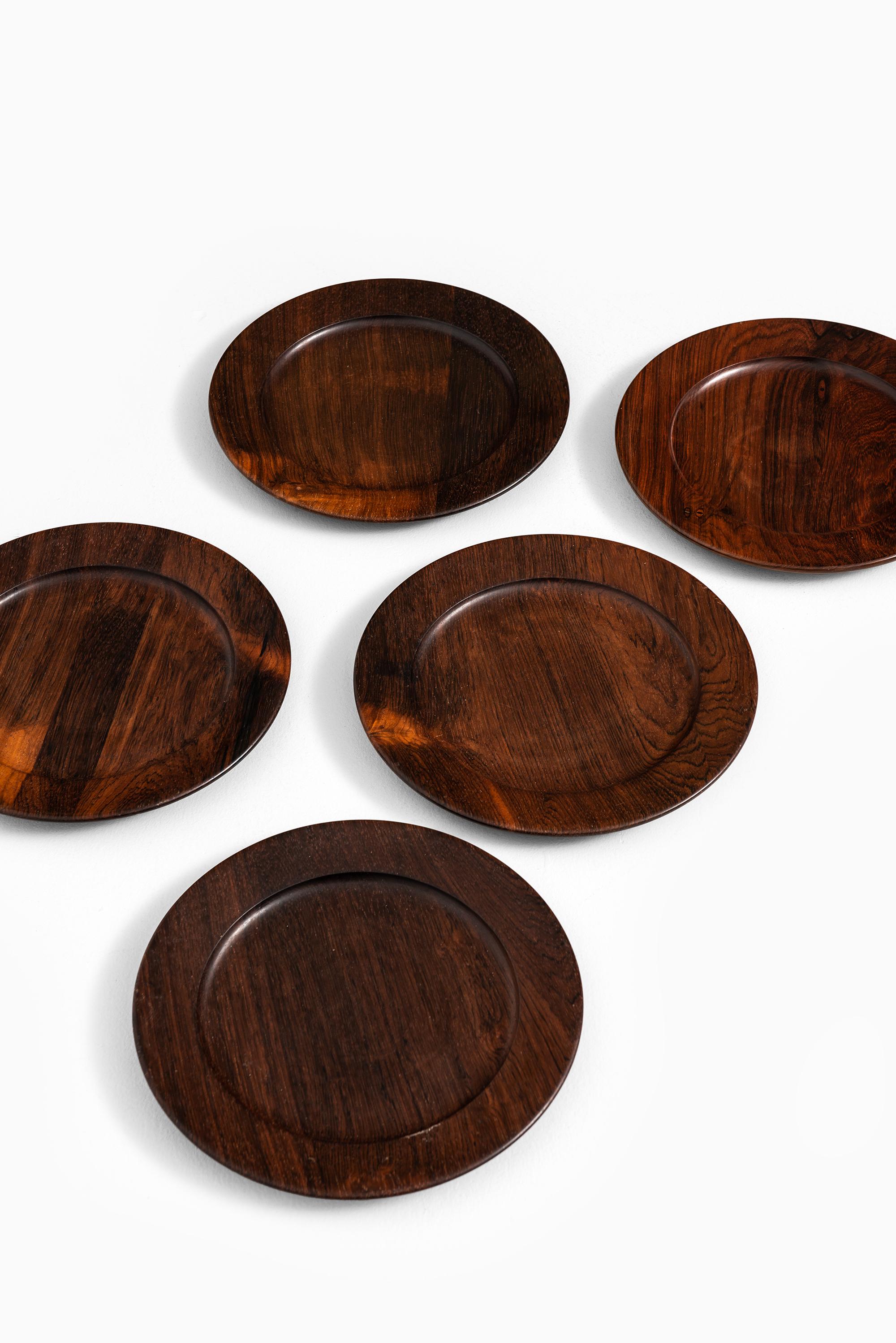 Coaster Plates in Rosewood Attributed to Jens Quistgaard Produced in Denmark In Good Condition In Limhamn, Skåne län