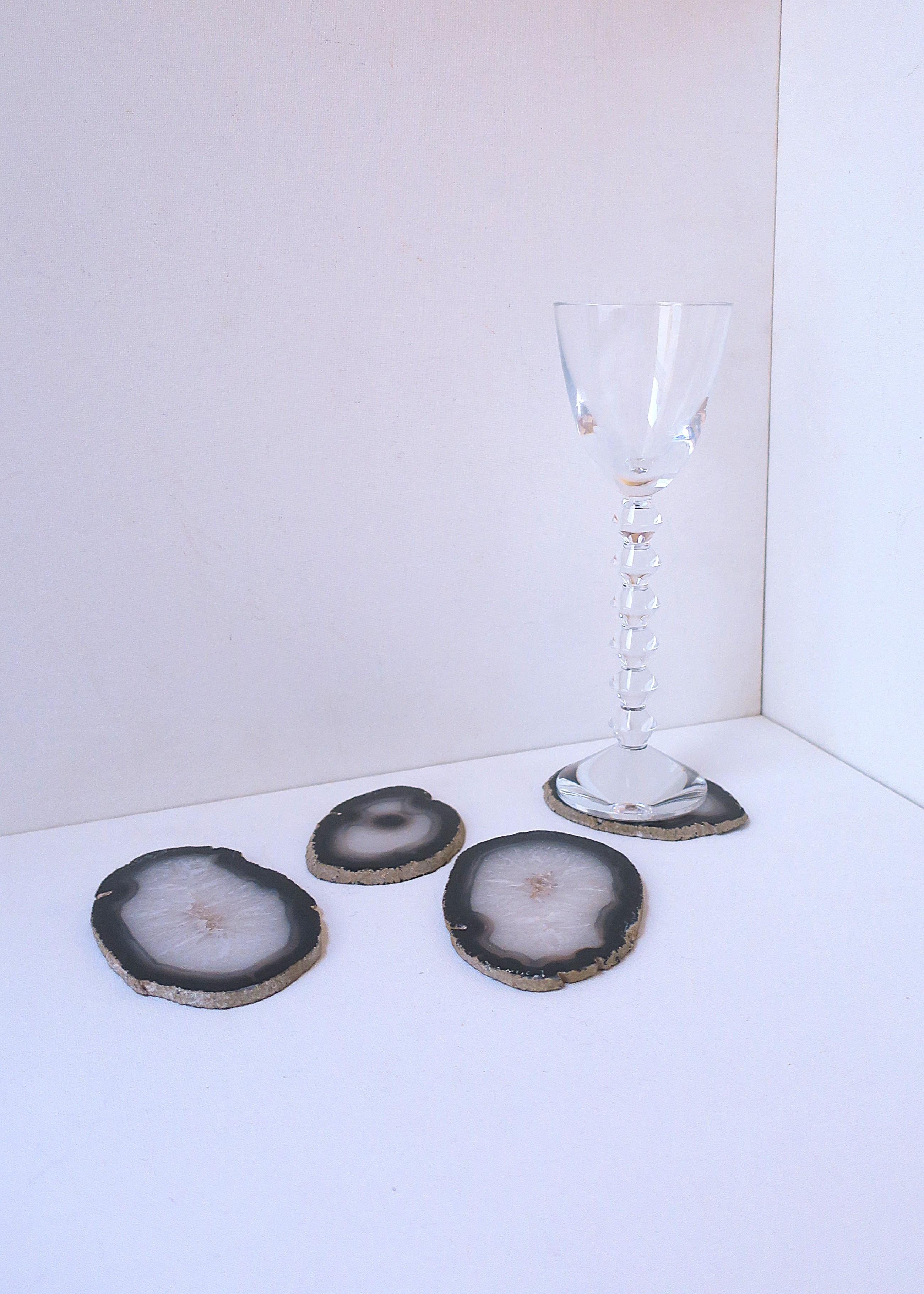 Coasters Black White Agate, Set of 4 For Sale 5