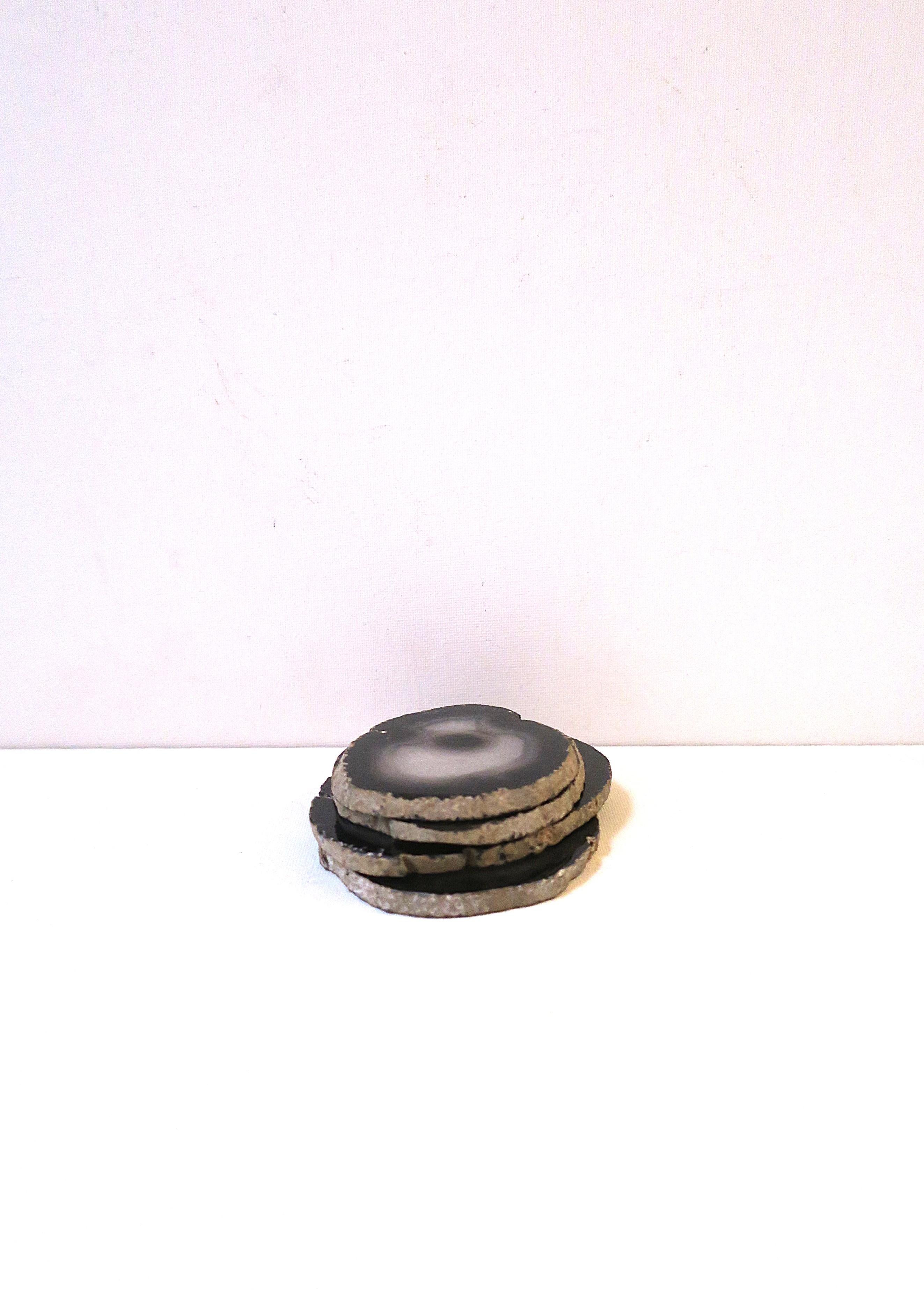 Coasters Black White Agate, Set of 4 For Sale 6