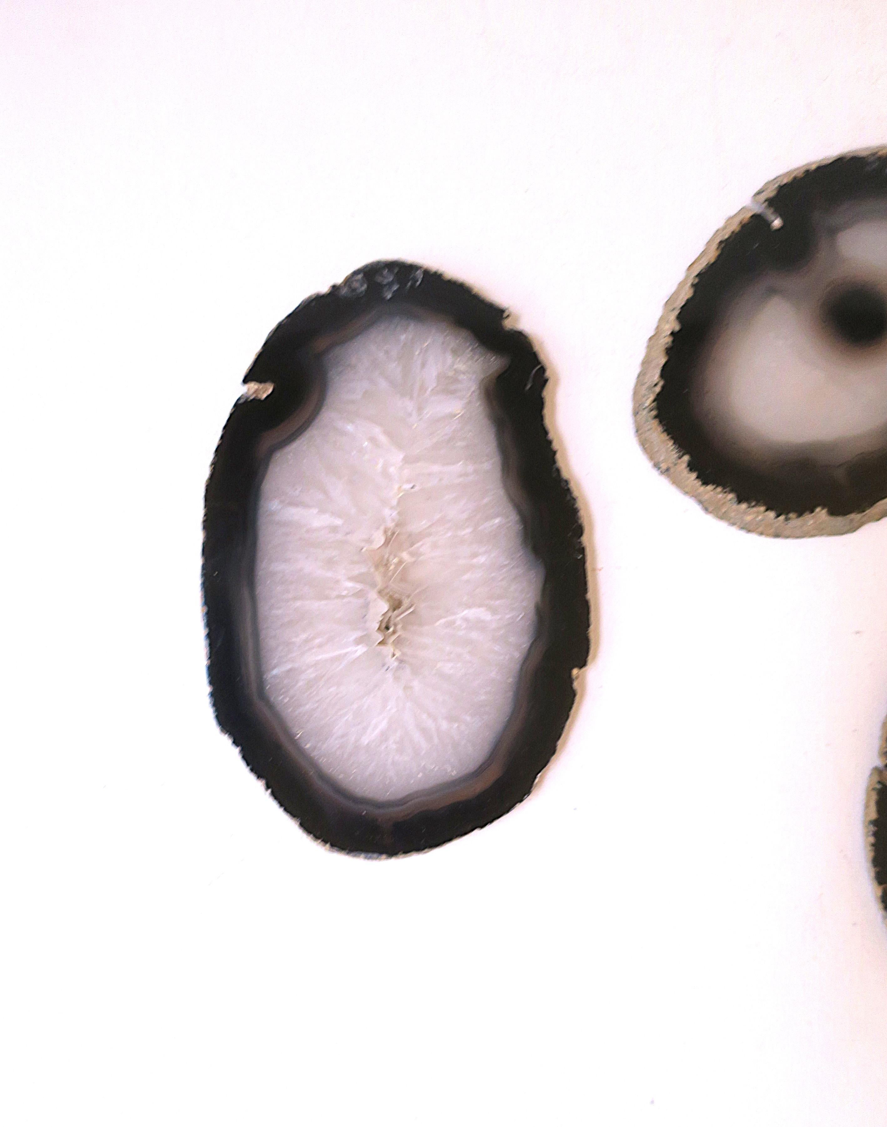 Organic Modern Coasters Black White Agate, Set of 4 For Sale
