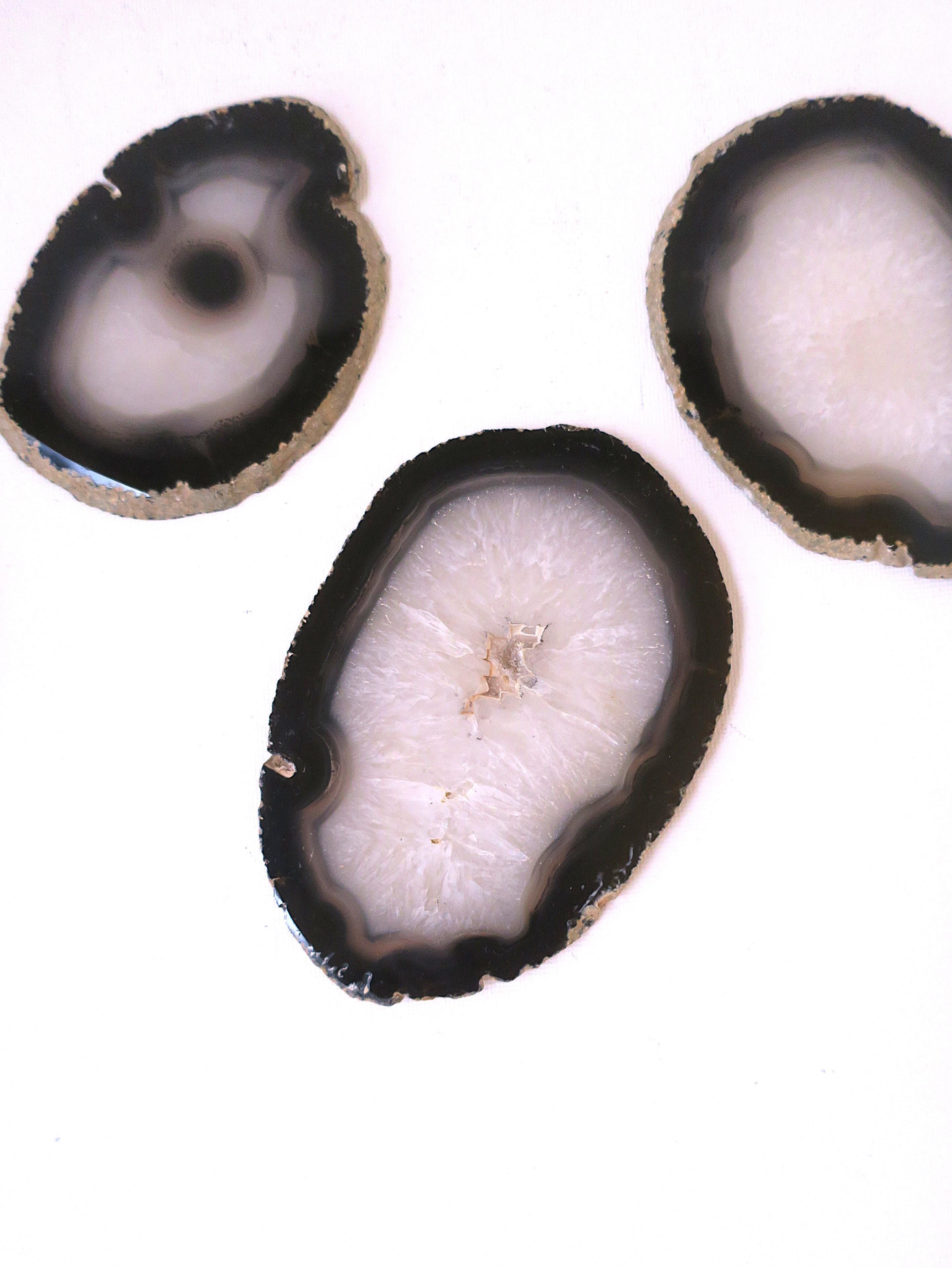 20th Century Coasters Black White Agate, Set of 4 For Sale