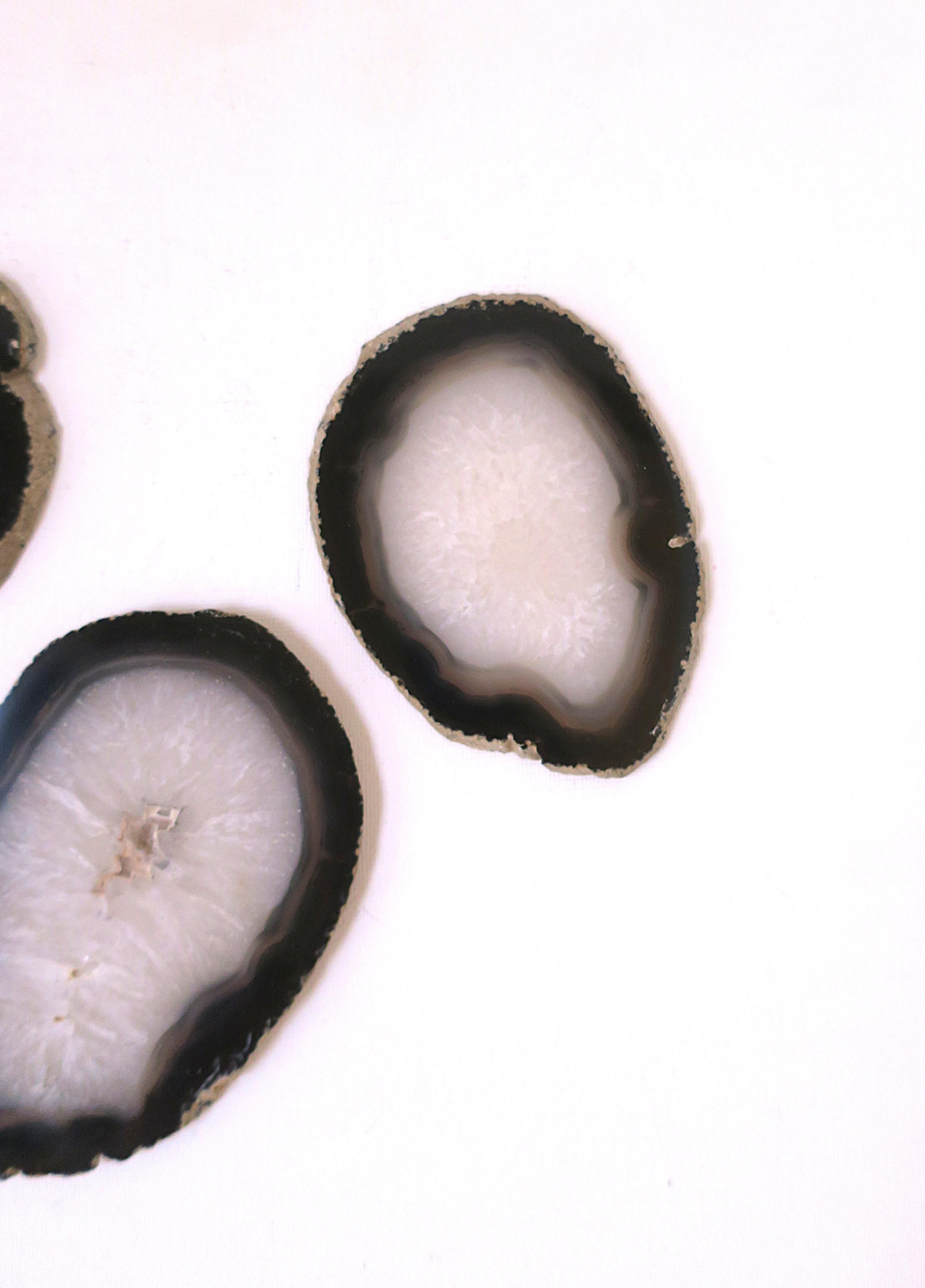 Coasters Black White Agate, Set of 4 For Sale 1