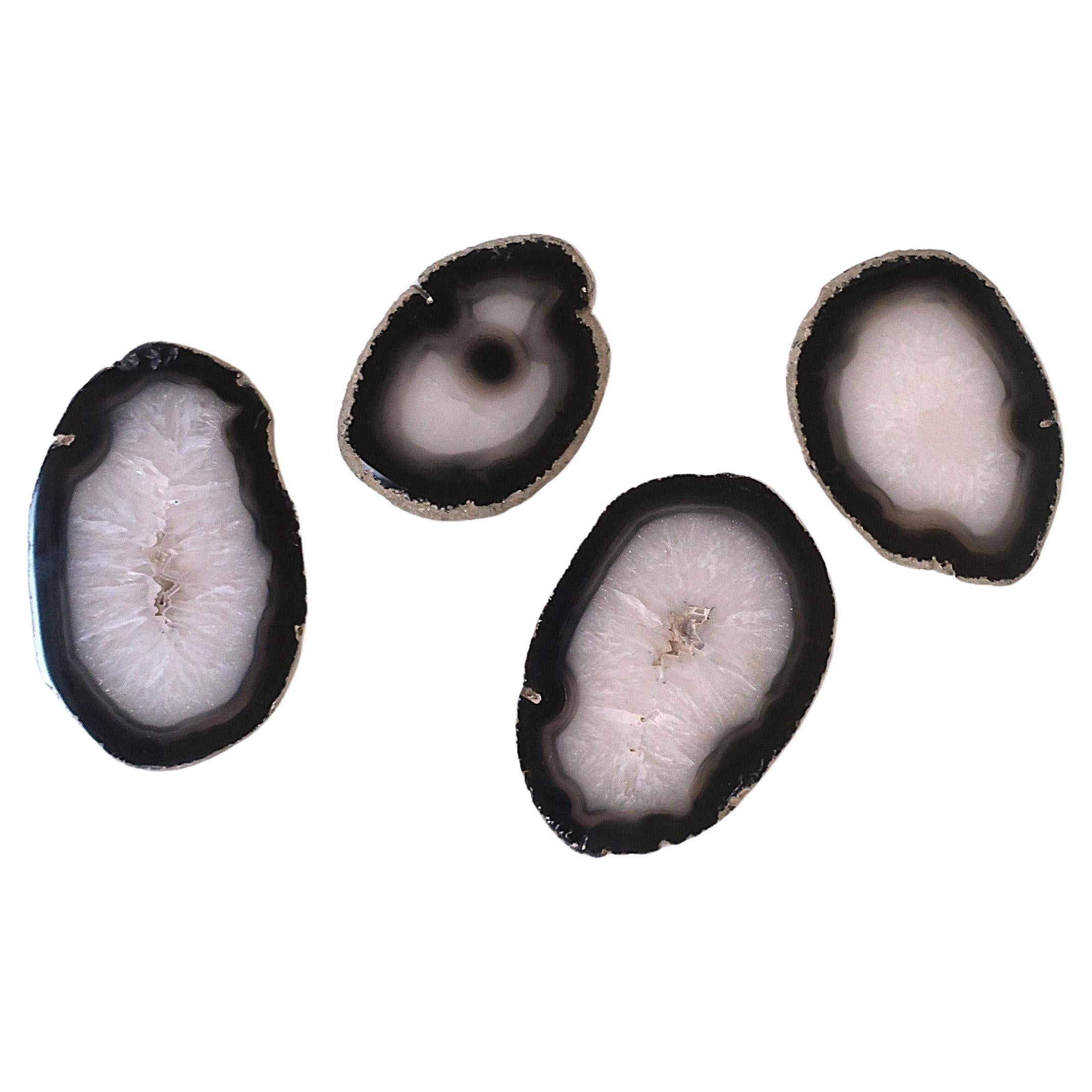 Coasters Black White Agate, Set of 4 For Sale