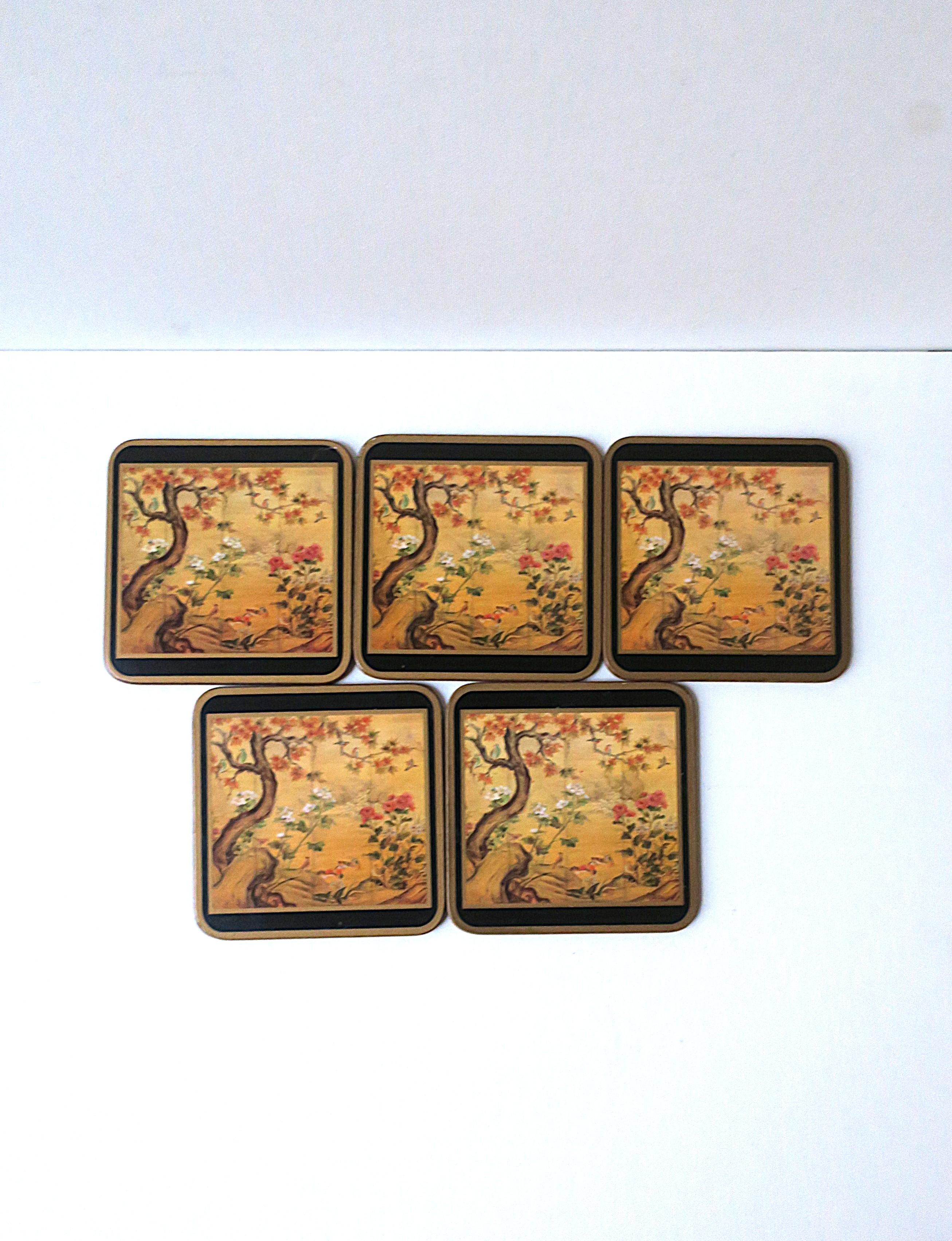 English Coasters with Chinoiserie Design For Sale