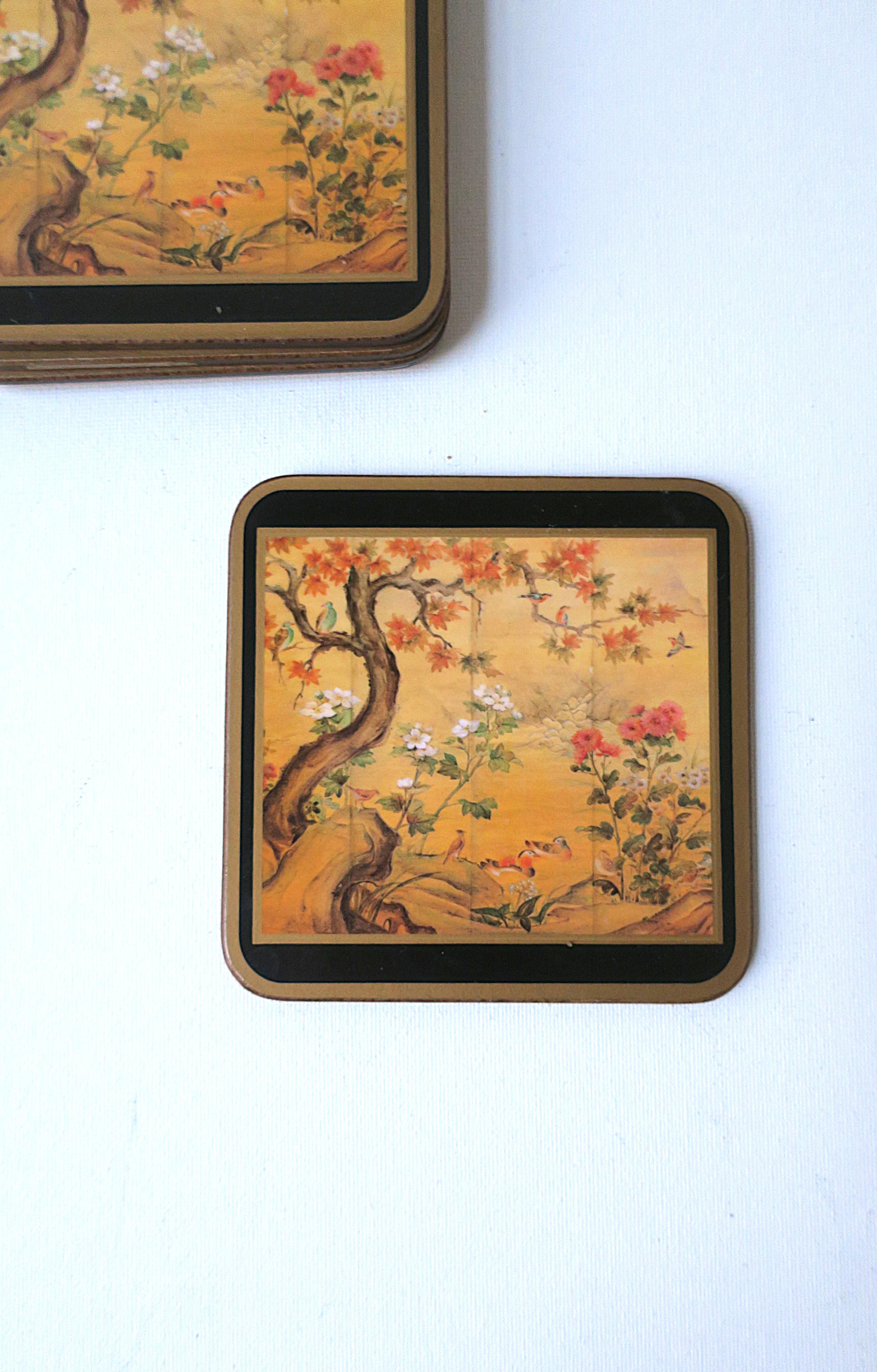 Coasters with Chinoiserie Design In Good Condition For Sale In New York, NY