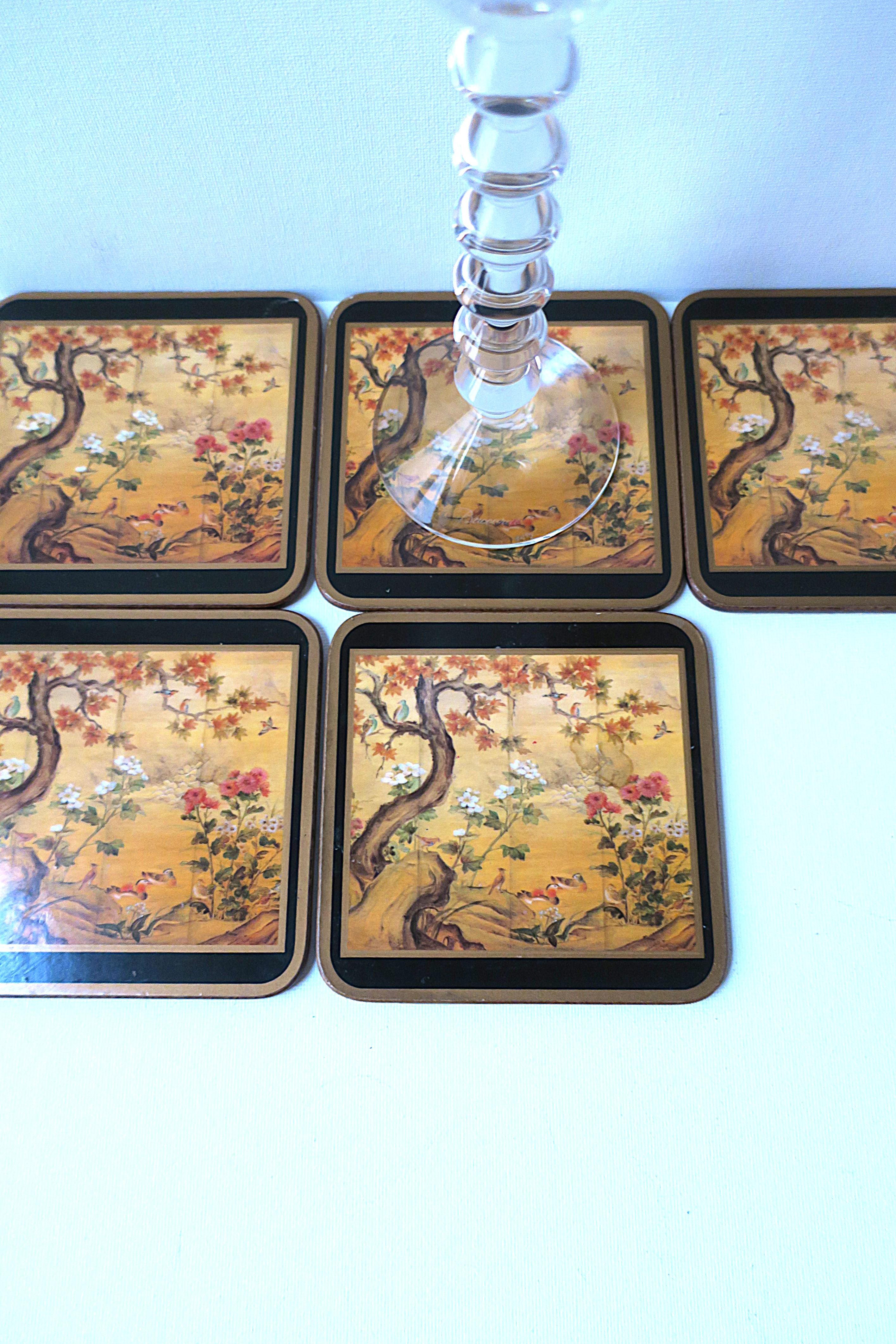 Coasters with Chinoiserie Design For Sale 1