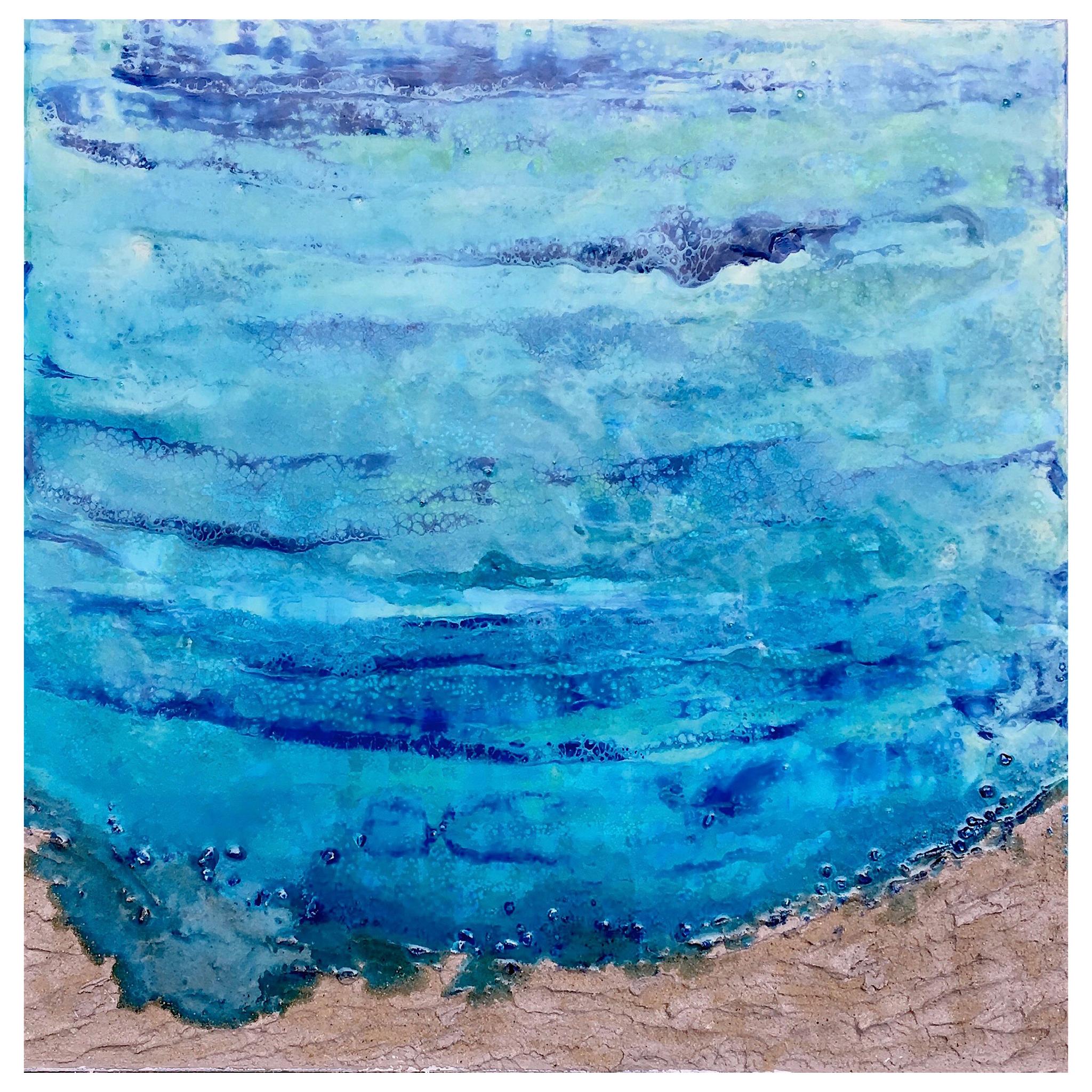Painting Coastline 1 by Liora Textured Resin Abstract Canvas Beach  Contemporary For Sale