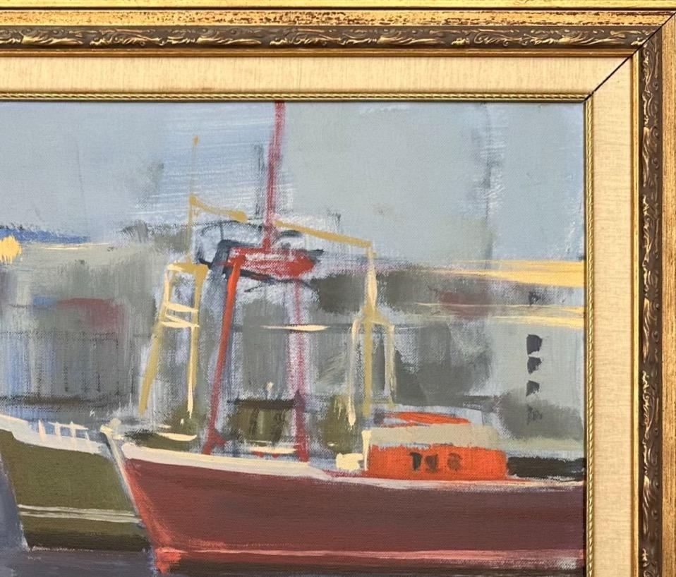 italien Peinture à l'huile d'un paysage côtier pour un bateau  en vente