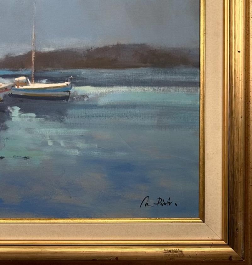 This is a unique and beautiful oil painting on canvas, perfect for decorating any Home, Hotel or Restaurant to create a more refined ambient, in great condition and ready to hang. A good choice to appreciate landscapes, boats, cityviews.