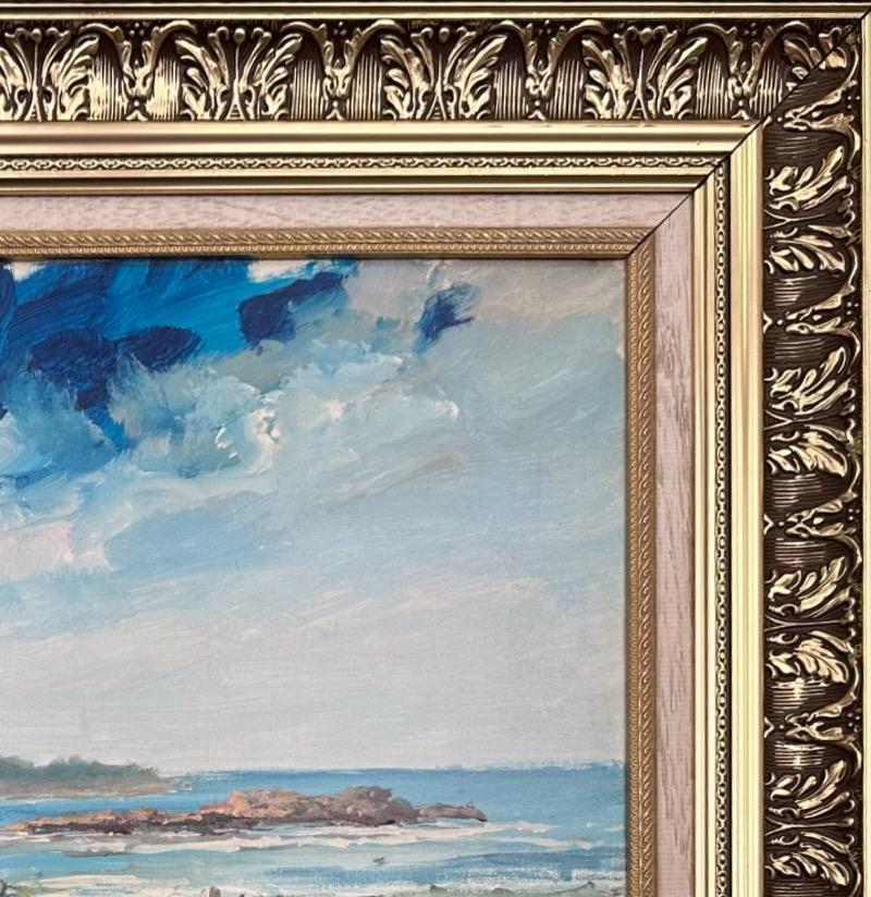 Oiled Coastline Landscape Italian Oil Painting For Sale