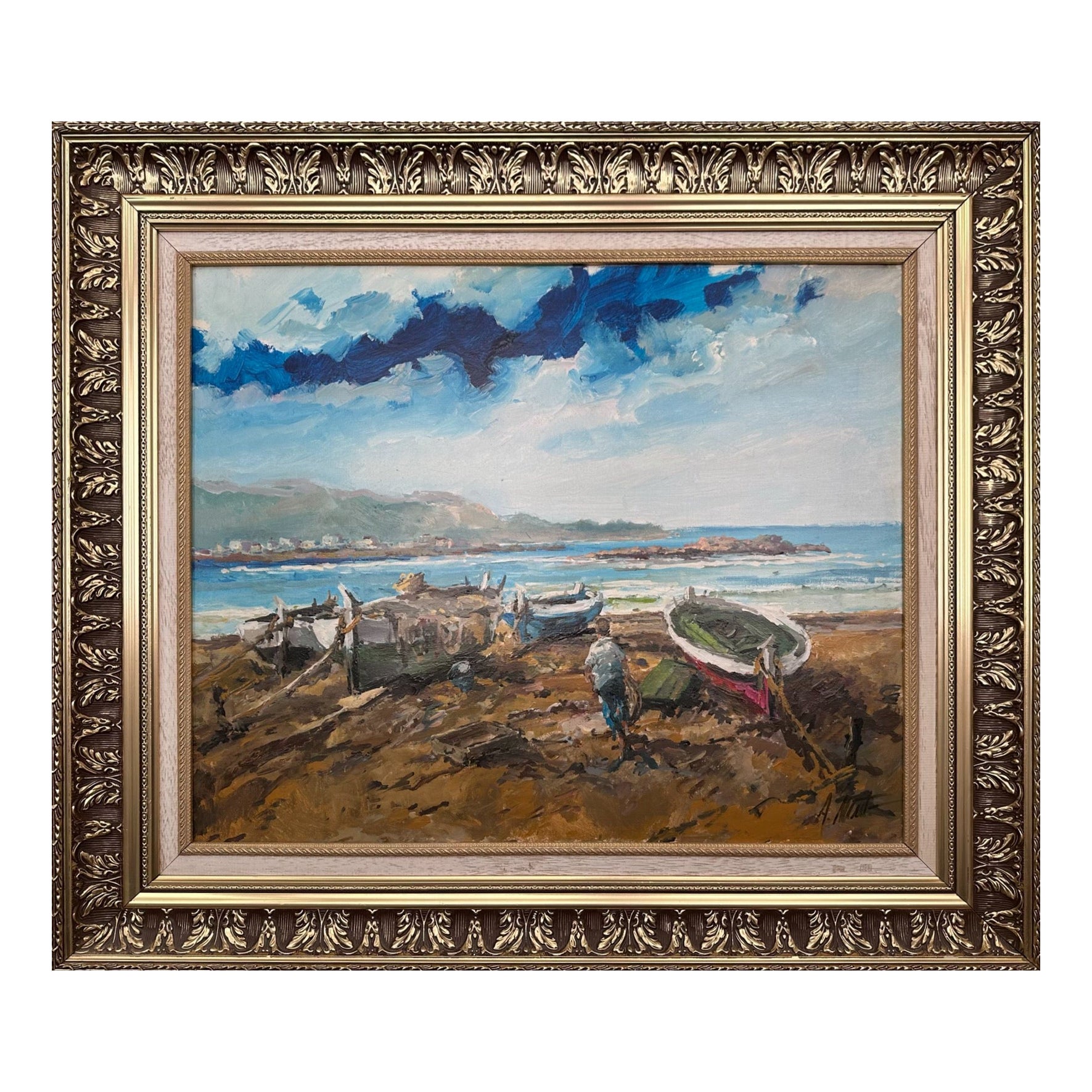 Coastline Landscape Italian Oil Painting For Sale