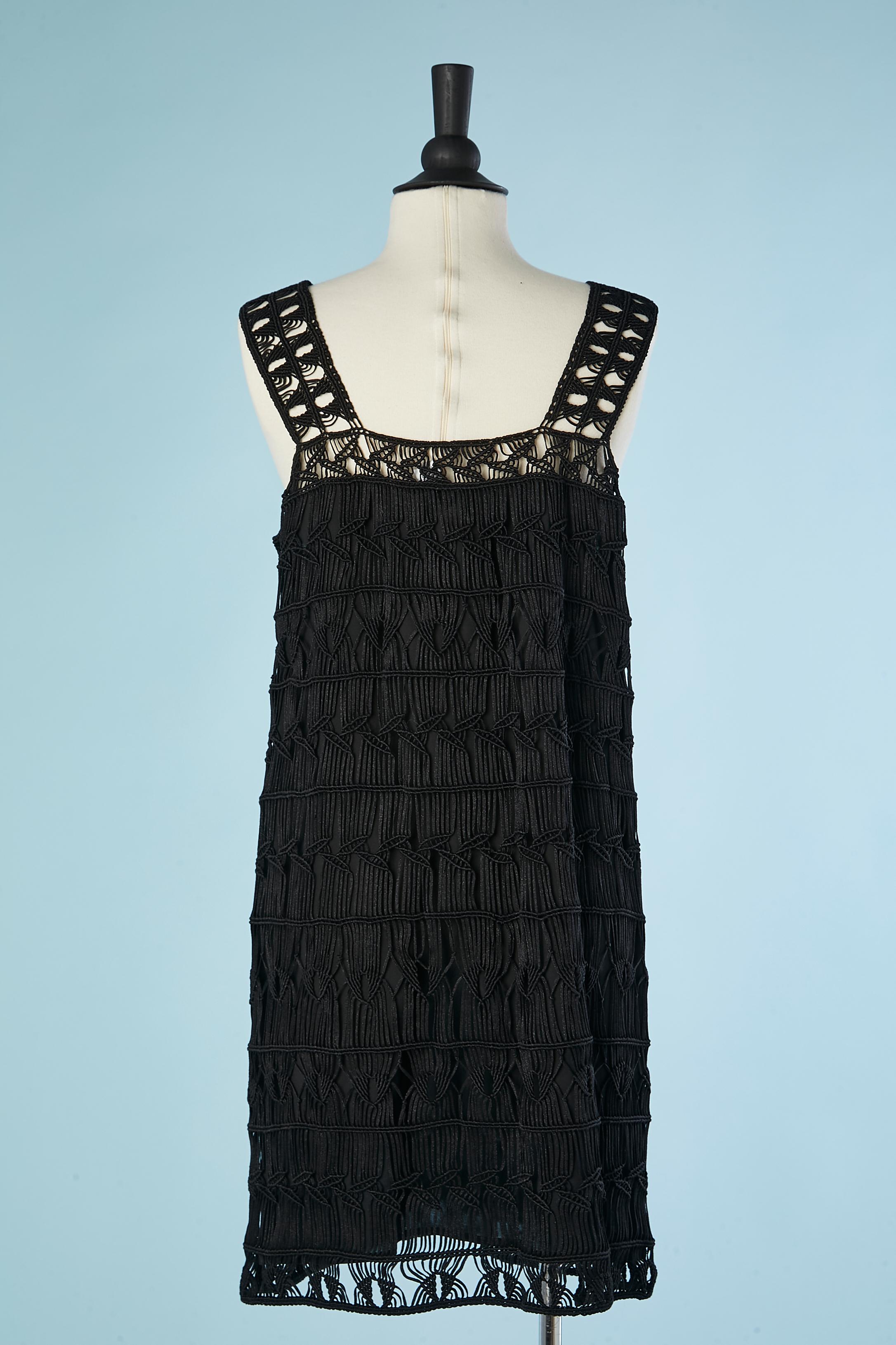 Coat and dress ensemble in black passementerie Diane Von Furstenberg For Sale 1