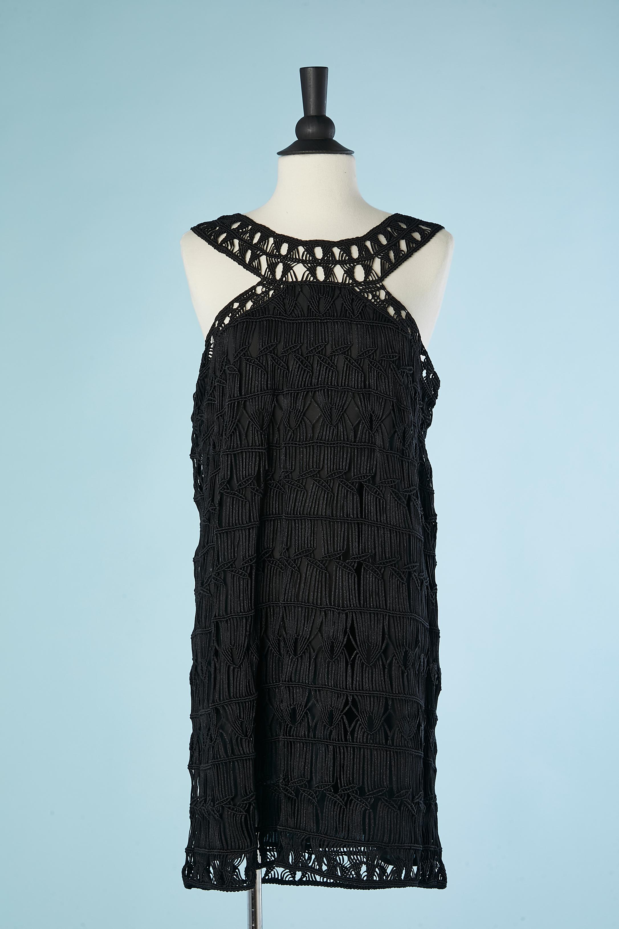 Coat and dress ensemble in black passementerie Diane Von Furstenberg For Sale 3