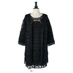 Coat and dress ensemble in black passementerie Diane Von Furstenberg