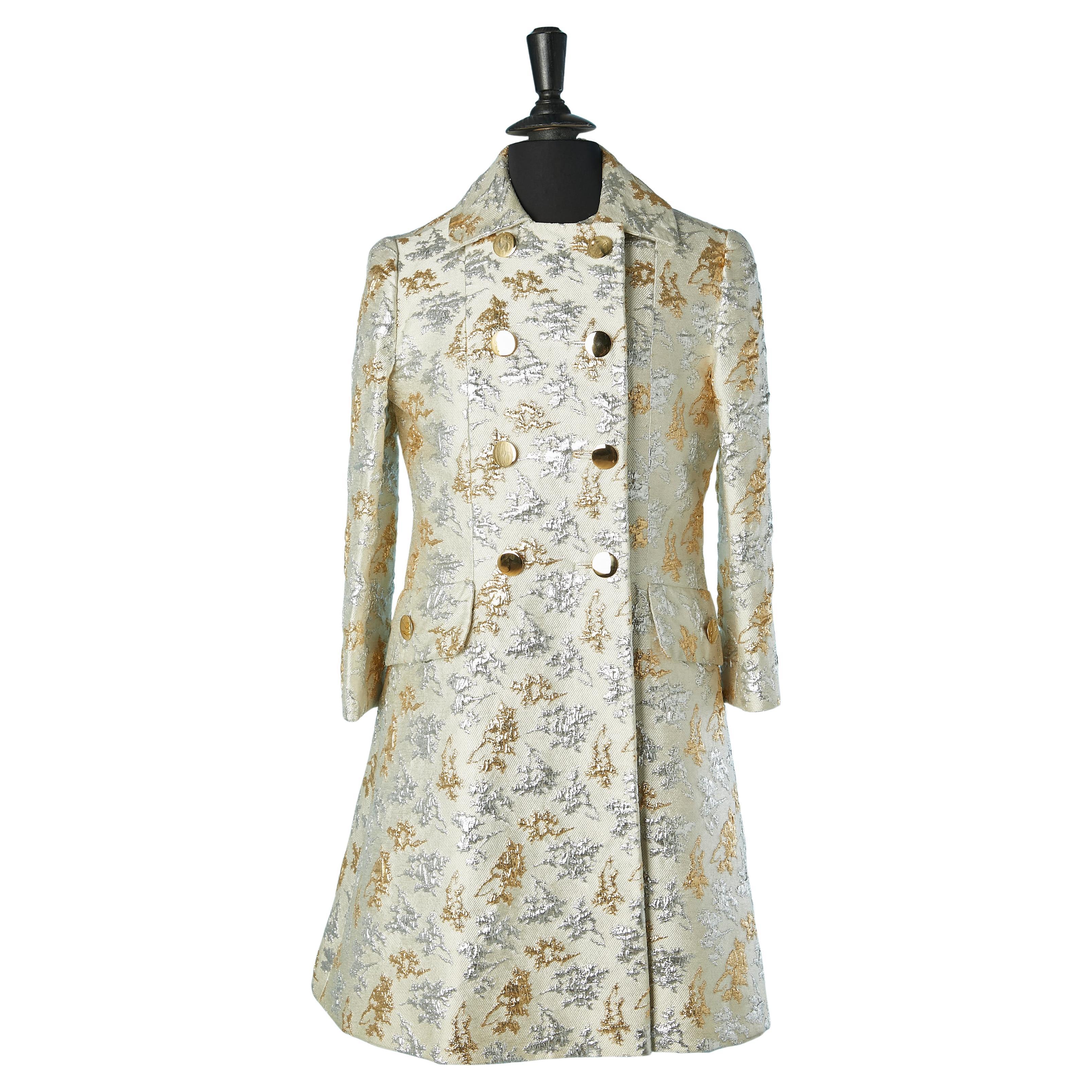 Mantel und Kleid Silber- und Goldbrokat Ensemble CIRCA 1960er Jahre