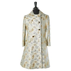 Coat and dress silver and gold brocade ensemble Circa 1960's