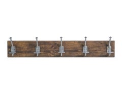 Coat and Hat Rack Mounted on Wood 5 Aluminum Hooks