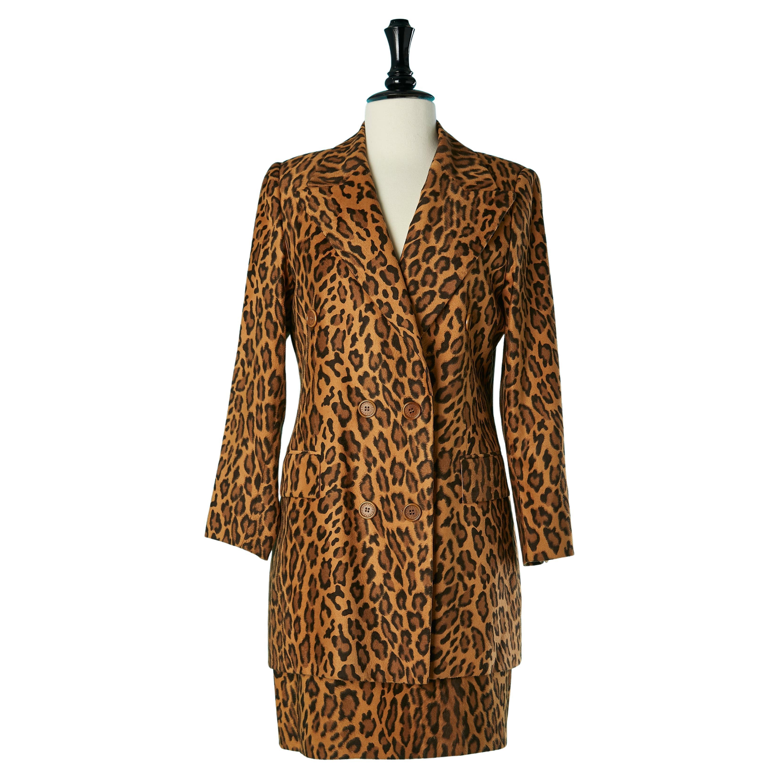 Coat and skirt ensemble with leopard print GFF Gianfranco Ferré  For Sale