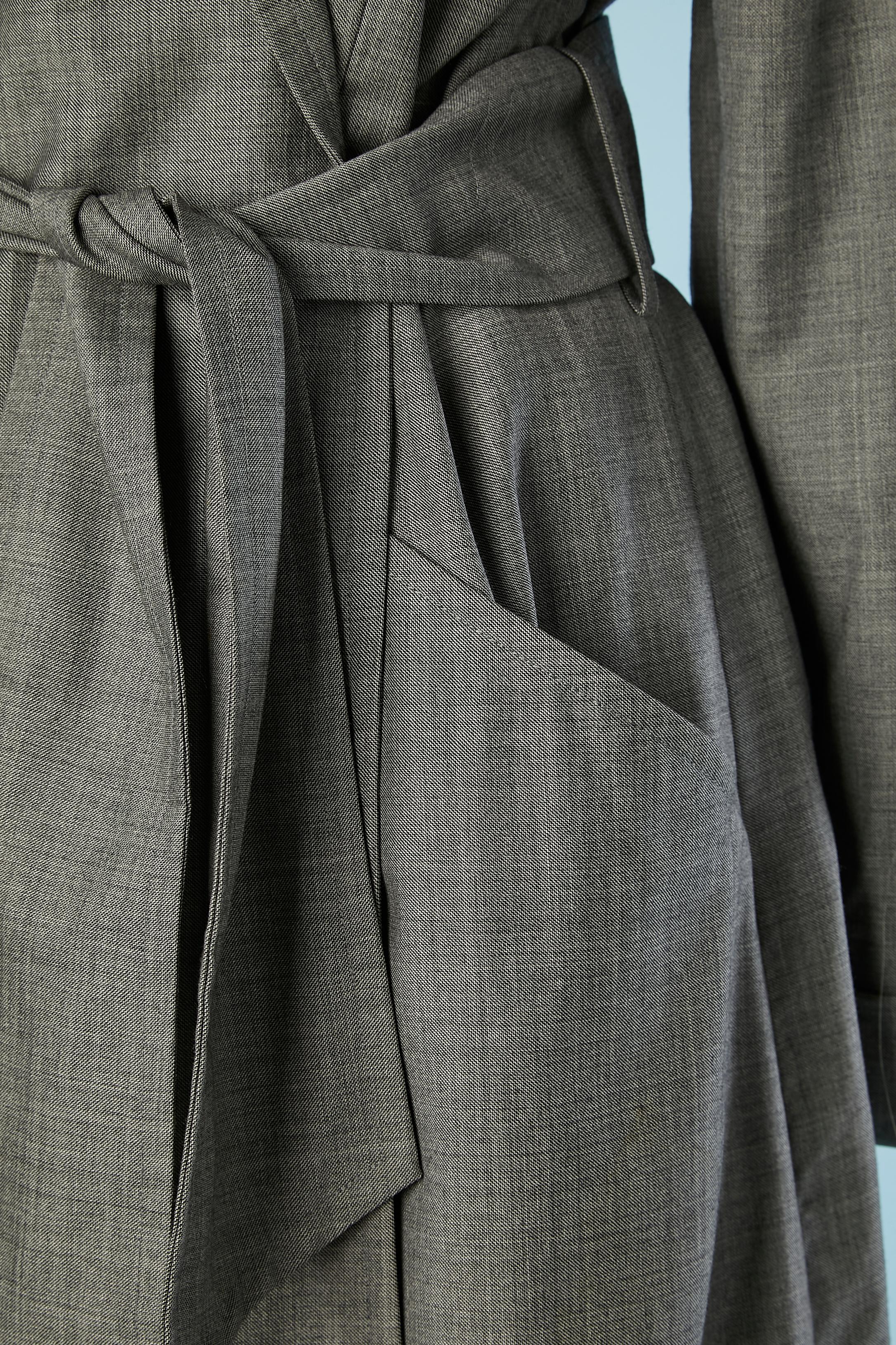 Gris Ensemble manteau et pantalon en laine grise Thierry Mugler Couture  en vente