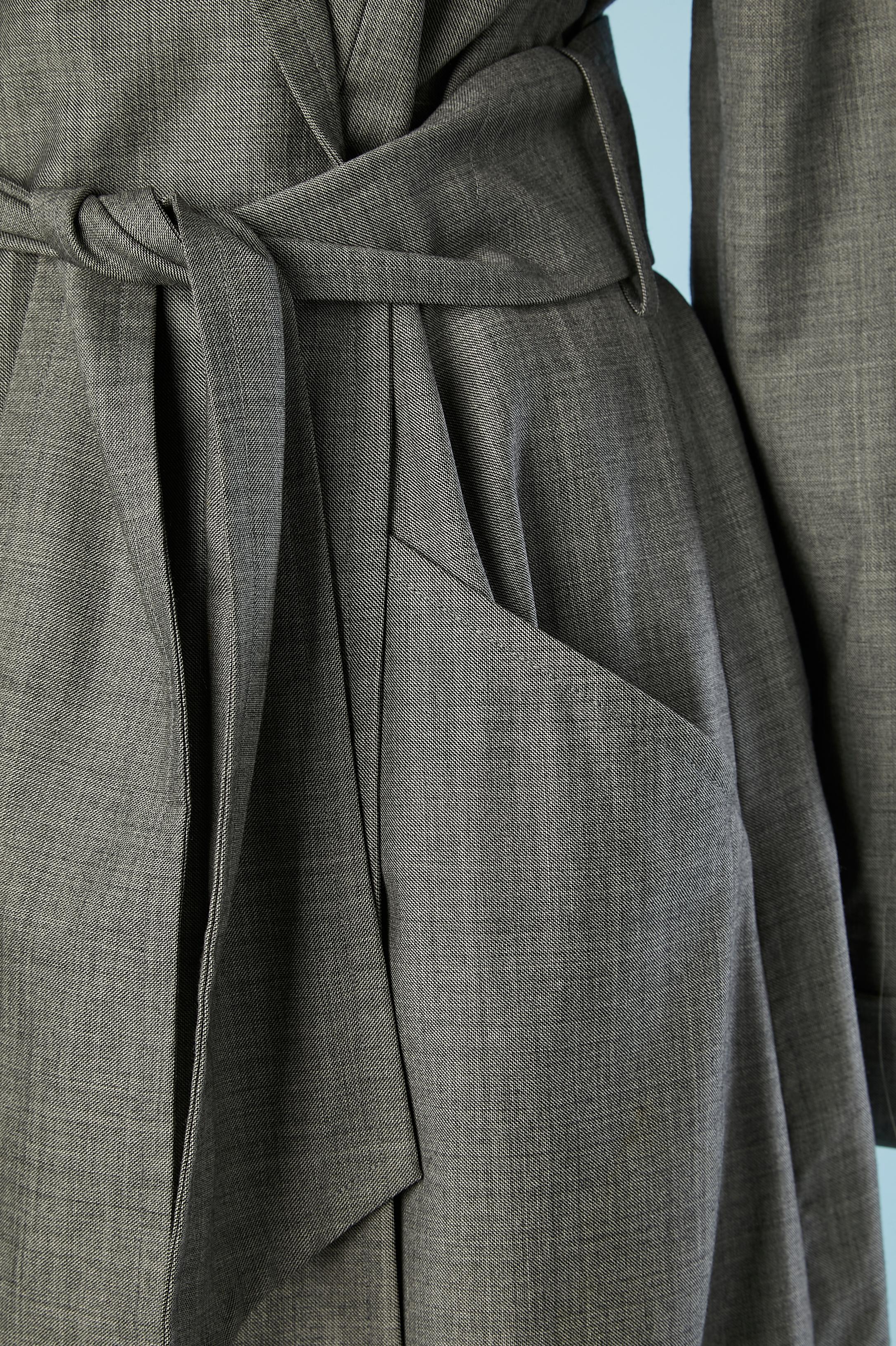 Grigio Completo di cappotto e pantaloni in lana grigia Thierry Mugler Couture in vendita