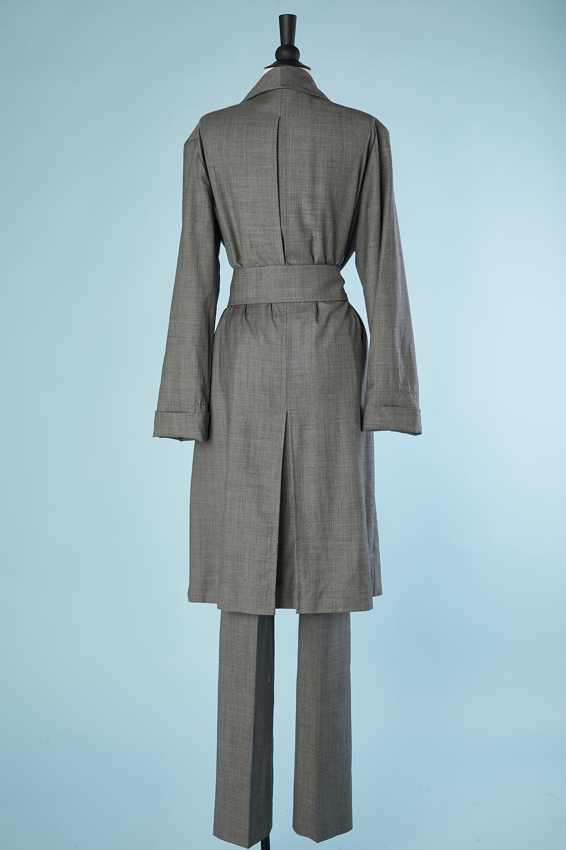 Women's Coat and trouser ensemble in grey wool Thierry Mugler Couture  For Sale