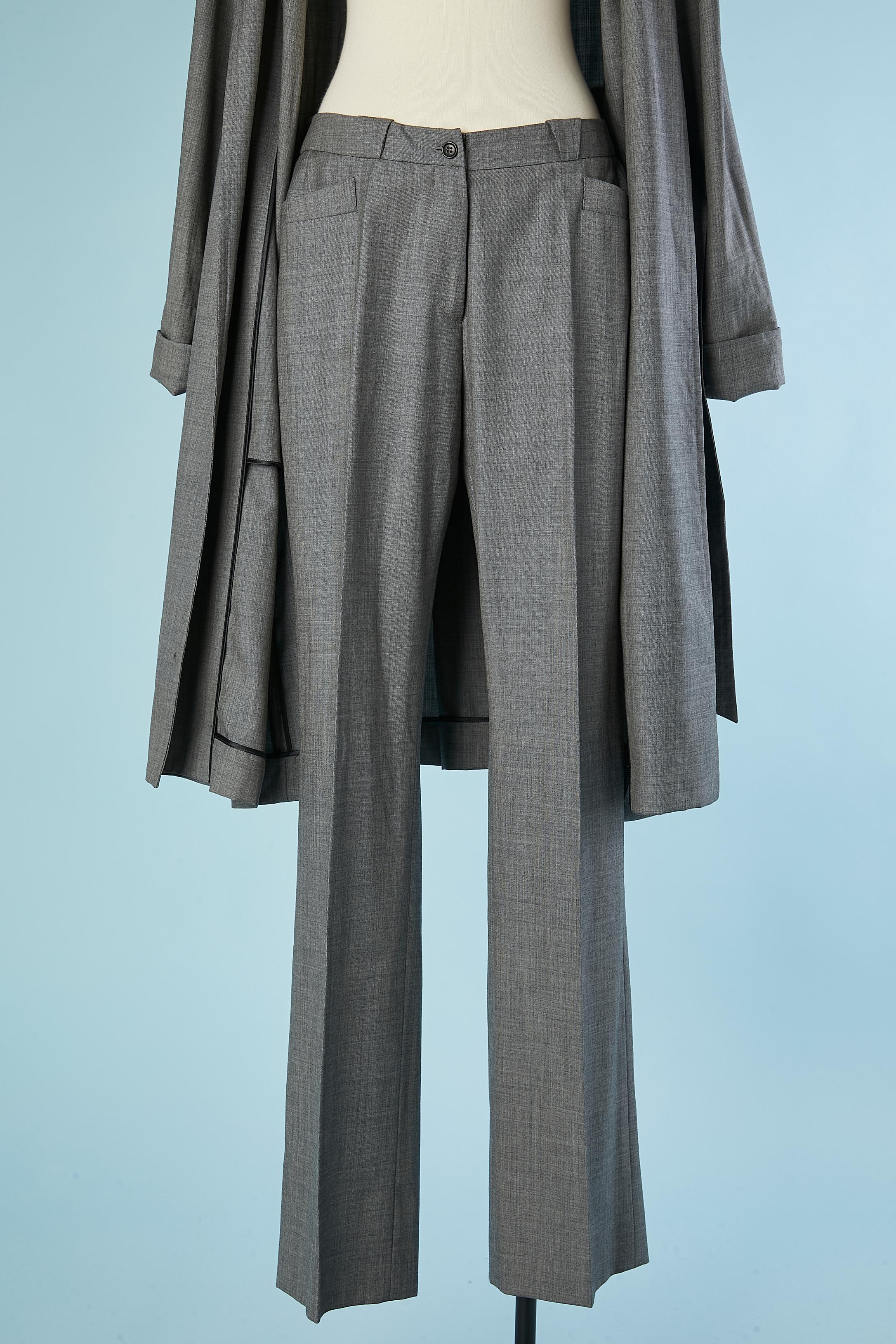 Ensemble manteau et pantalon en laine grise Thierry Mugler Couture  en vente 1