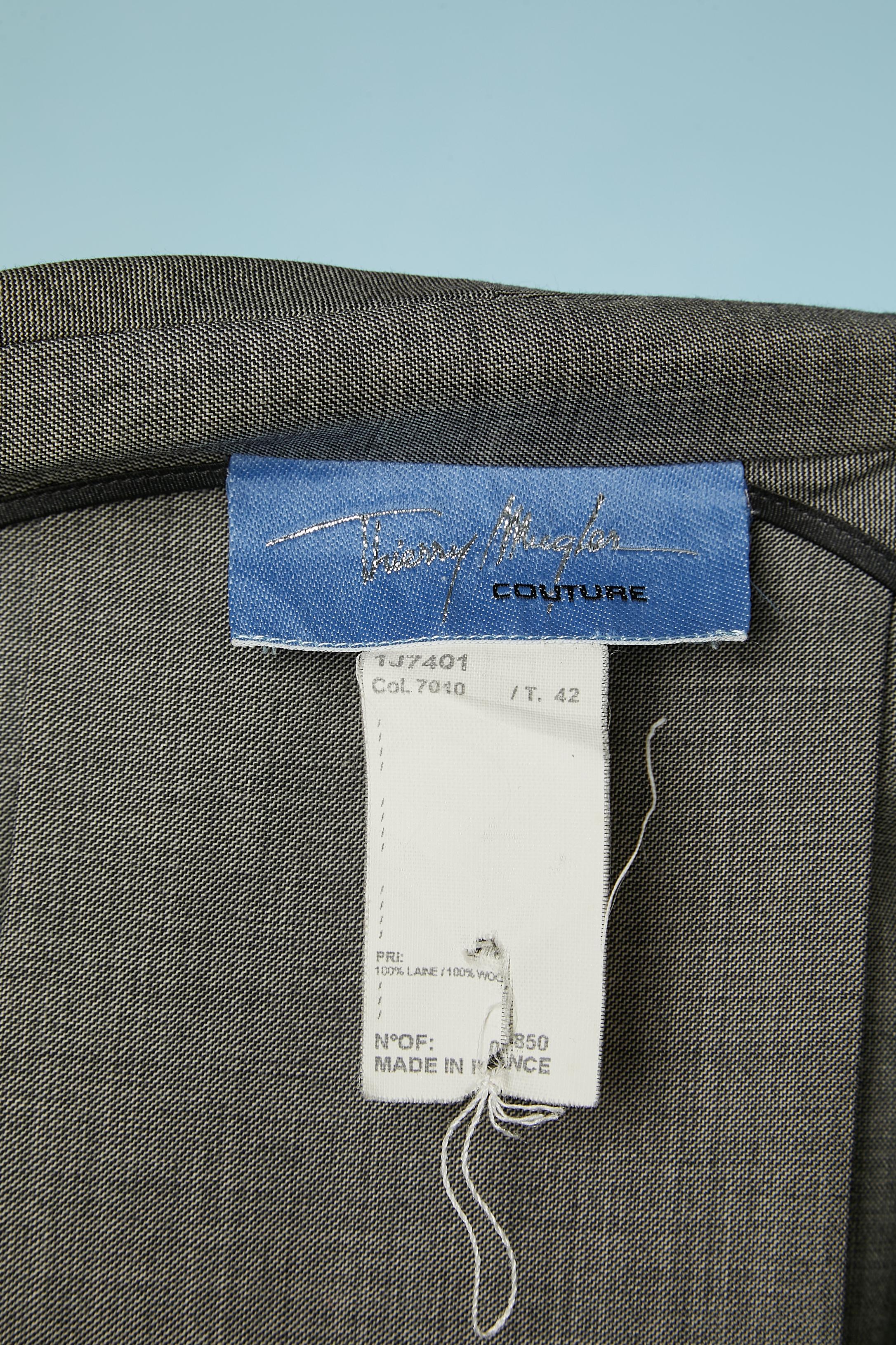 Ensemble manteau et pantalon en laine grise Thierry Mugler Couture  en vente 3