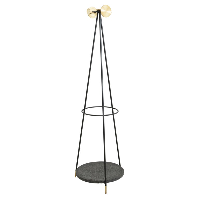 Coat and Umbrella Stand, Brass and Metal, Contemporary Mexican Design For Sale