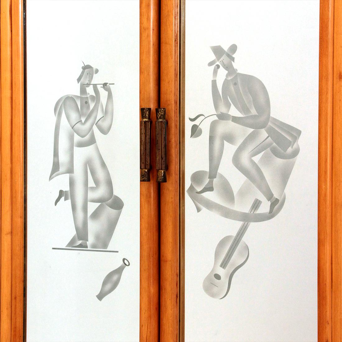 Coat Hanger Cabinet with Sliding Doors, 1940s 2
