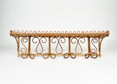 Coat Hanger Hooks Shelf Rattan and Bamboo Franco Albini Style, Italy 1960s