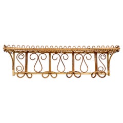 Coat Hanger Hooks Shelf Rattan and Bamboo Franco Albini Style, Italy 1960s