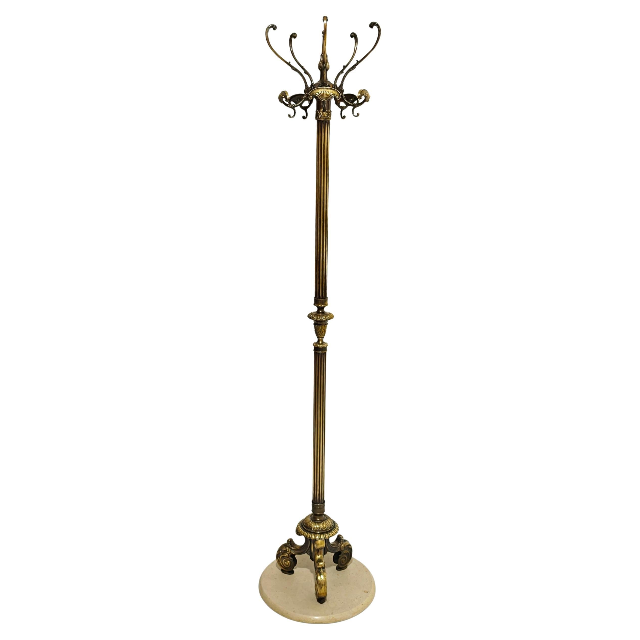 Appendiabiti in ottone decorato e marmo Made in Italy 1960 Mid-Century