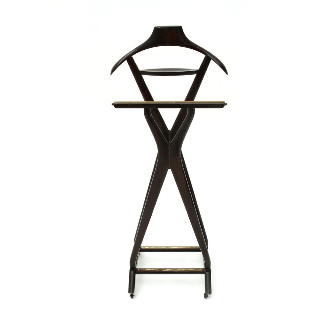 Brass Coat Hanger in Lacquered Wood by Ico Parisi for Reguitti, 1950s