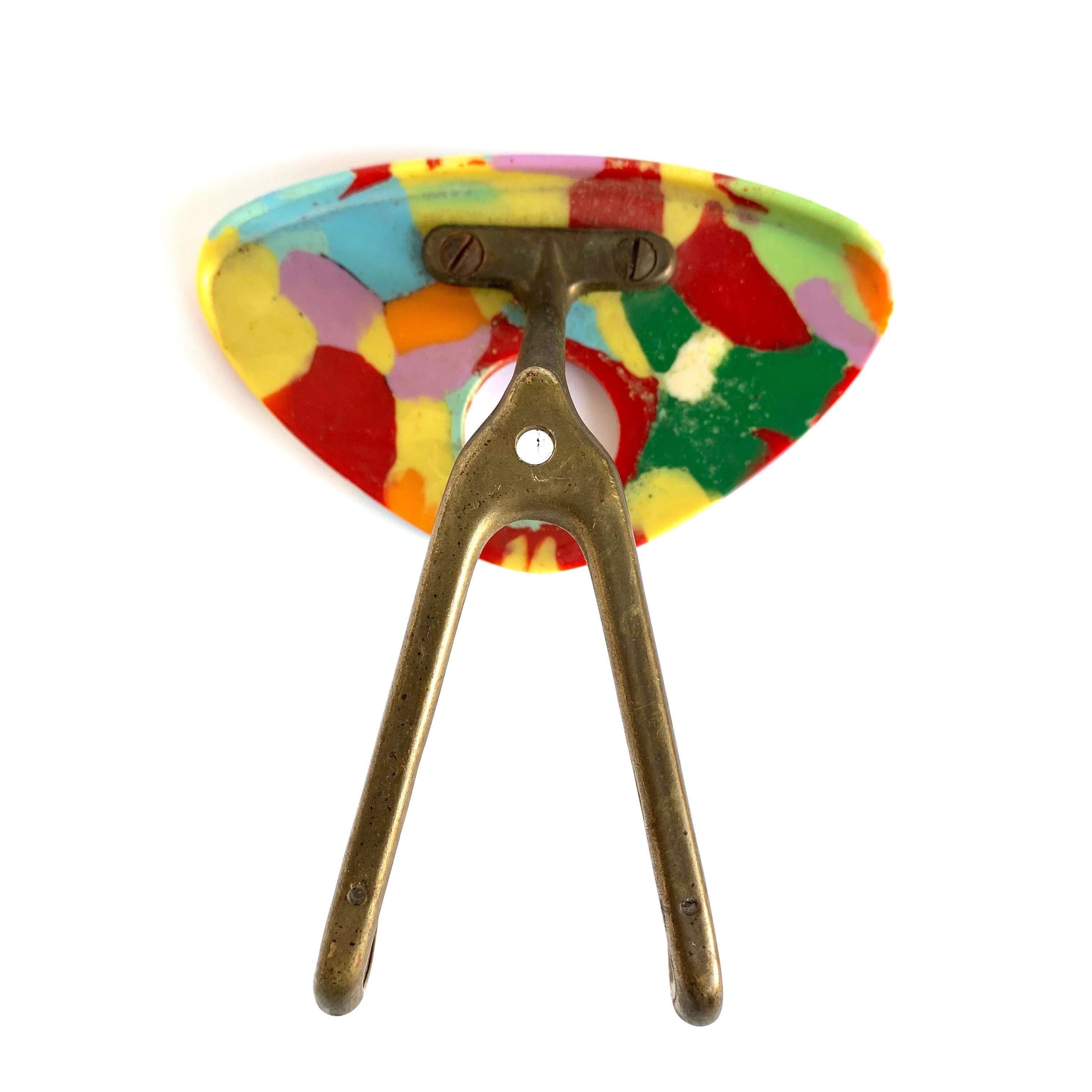 20th Century Coat Hanger Made of Multicolored Plastic and Brass, Italy, 1950s