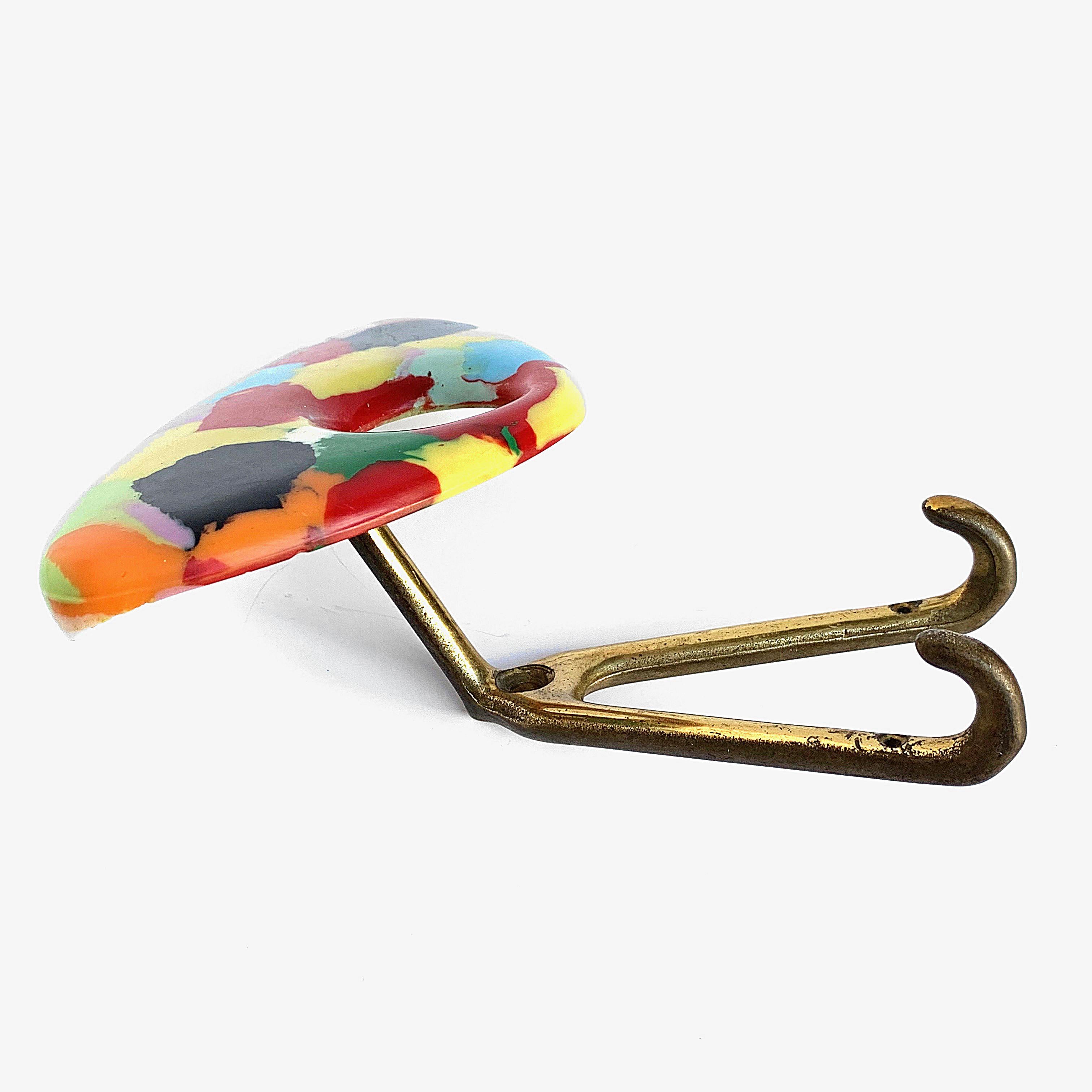 Coat Hanger Made of Multicolored Plastic and Brass, Italy, 1950s 1