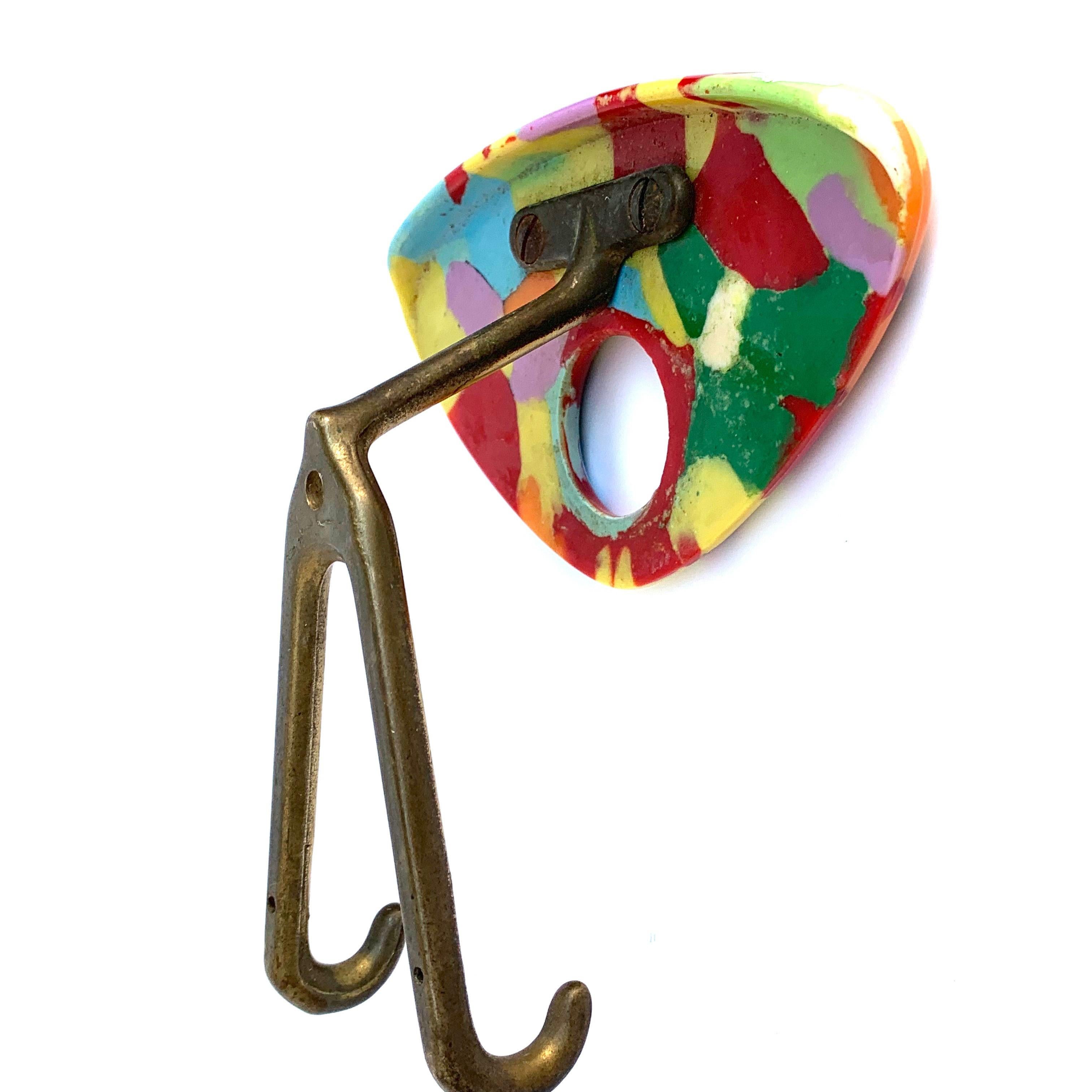 Coat Hanger Made of Multicolored Plastic and Brass, Italy, 1950s 2