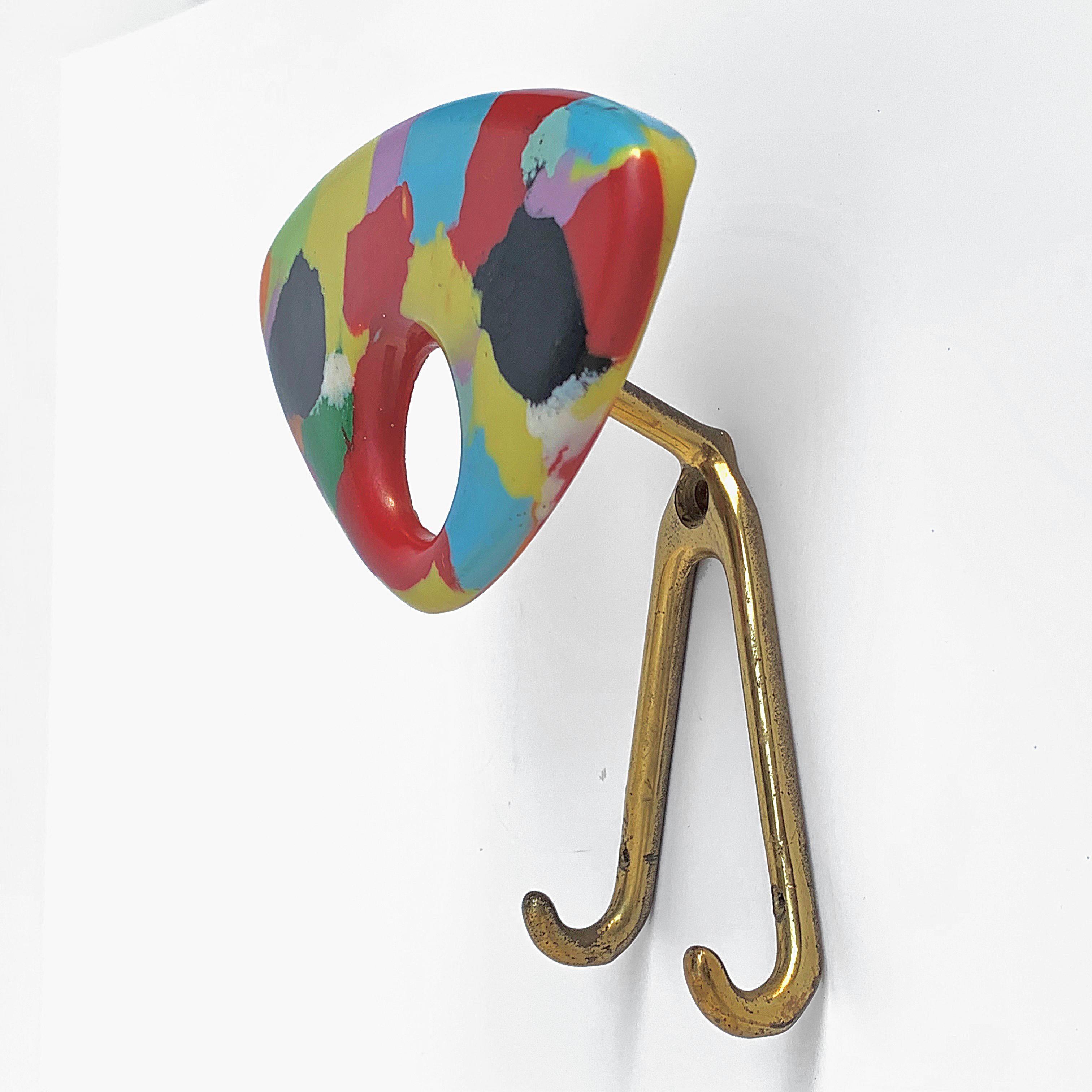 Coat Hanger Made of Multicolored Plastic and Brass, Italy, 1950s 3