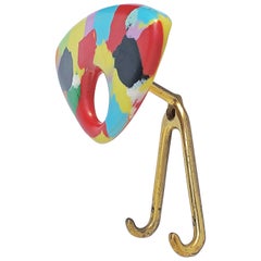 Coat Hanger Made of Multicolored Plastic and Brass, Italy, 1950s