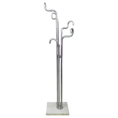Coat Hanger Made of Steel and Marble Base, Italian Style, 1960s