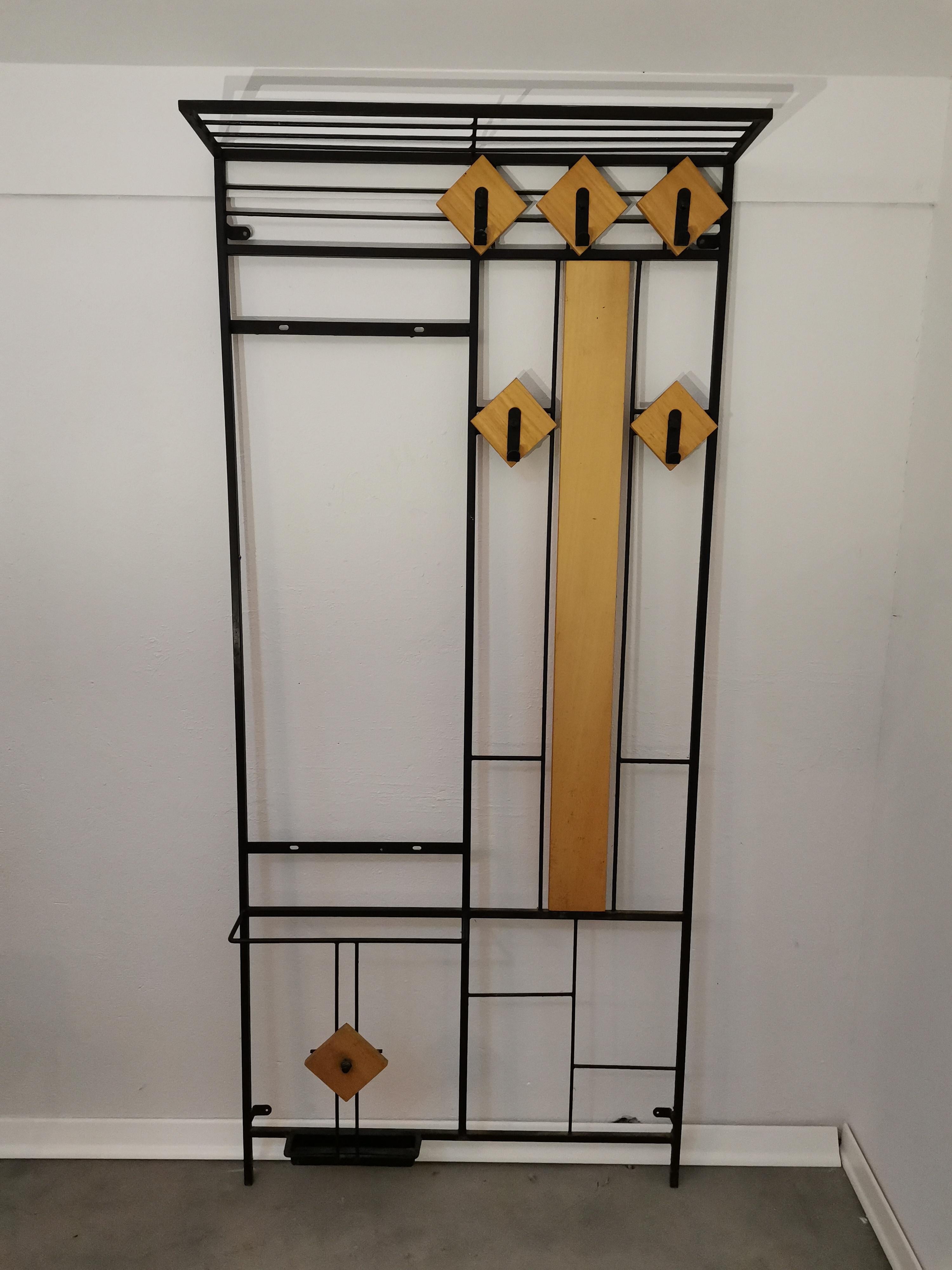 Coat Hanger, Wall Pannel, 1960s In Good Condition For Sale In Ljubljana, SI