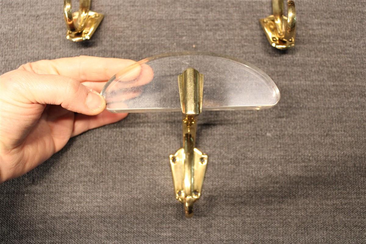 Mid-Century Modern Coat Hangers in Lucite and Solid Brass Italian 1950s Mid Century Design For Sale