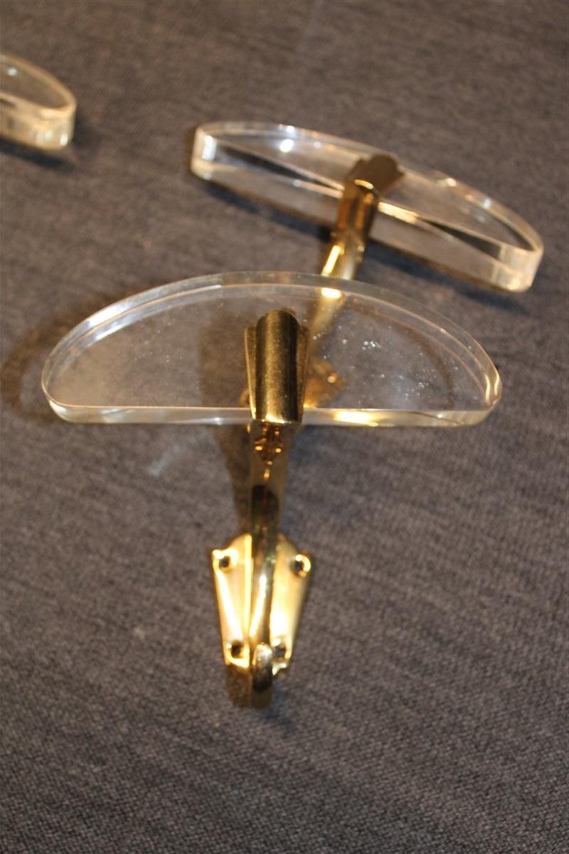 Coat Hangers in Lucite and Solid Brass Italian 1950s Mid Century Design For Sale 3