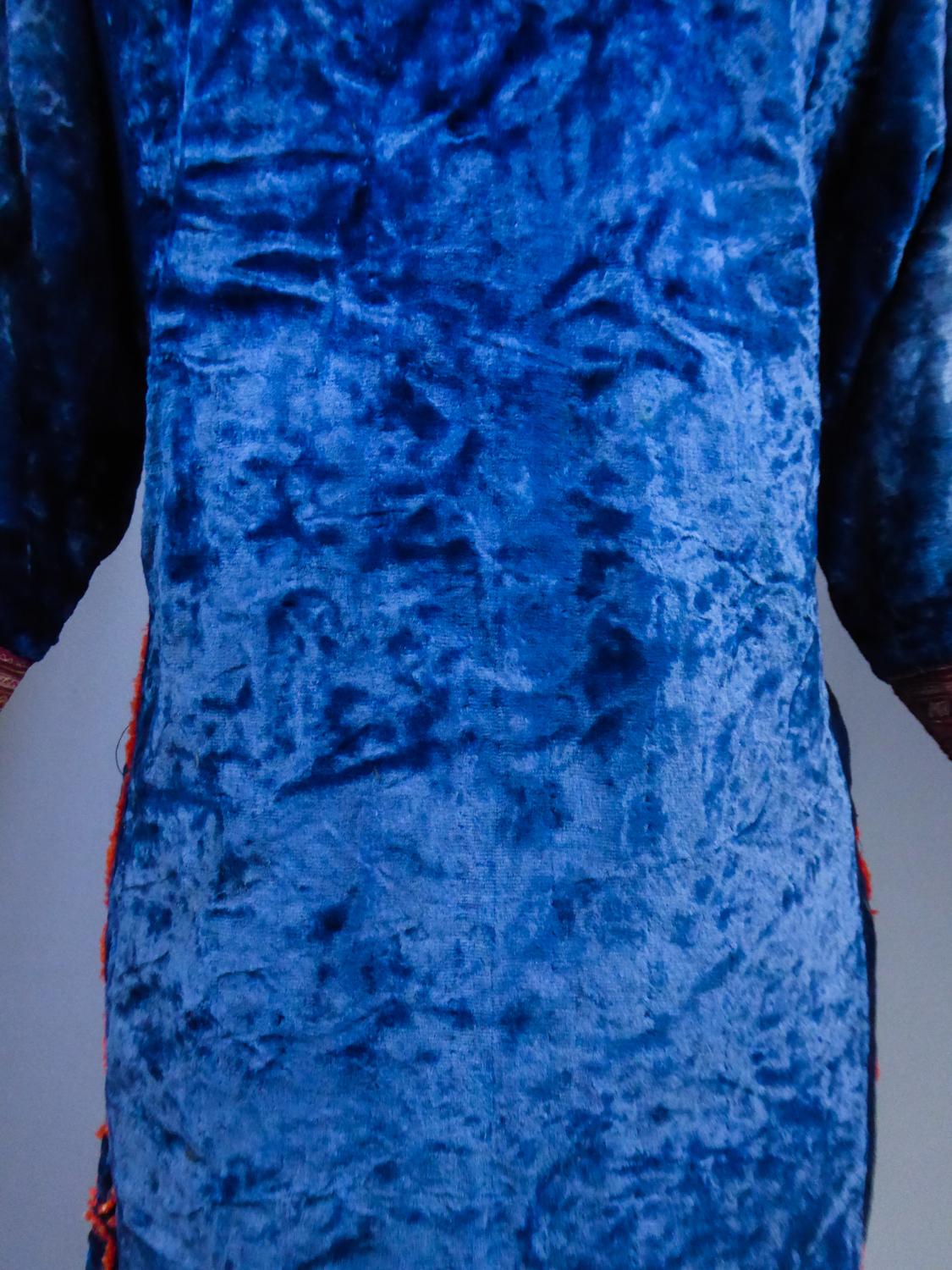 Abrigo de terciopelo azul bordado con lana - Turkmenistán Circa 1950/1970 8