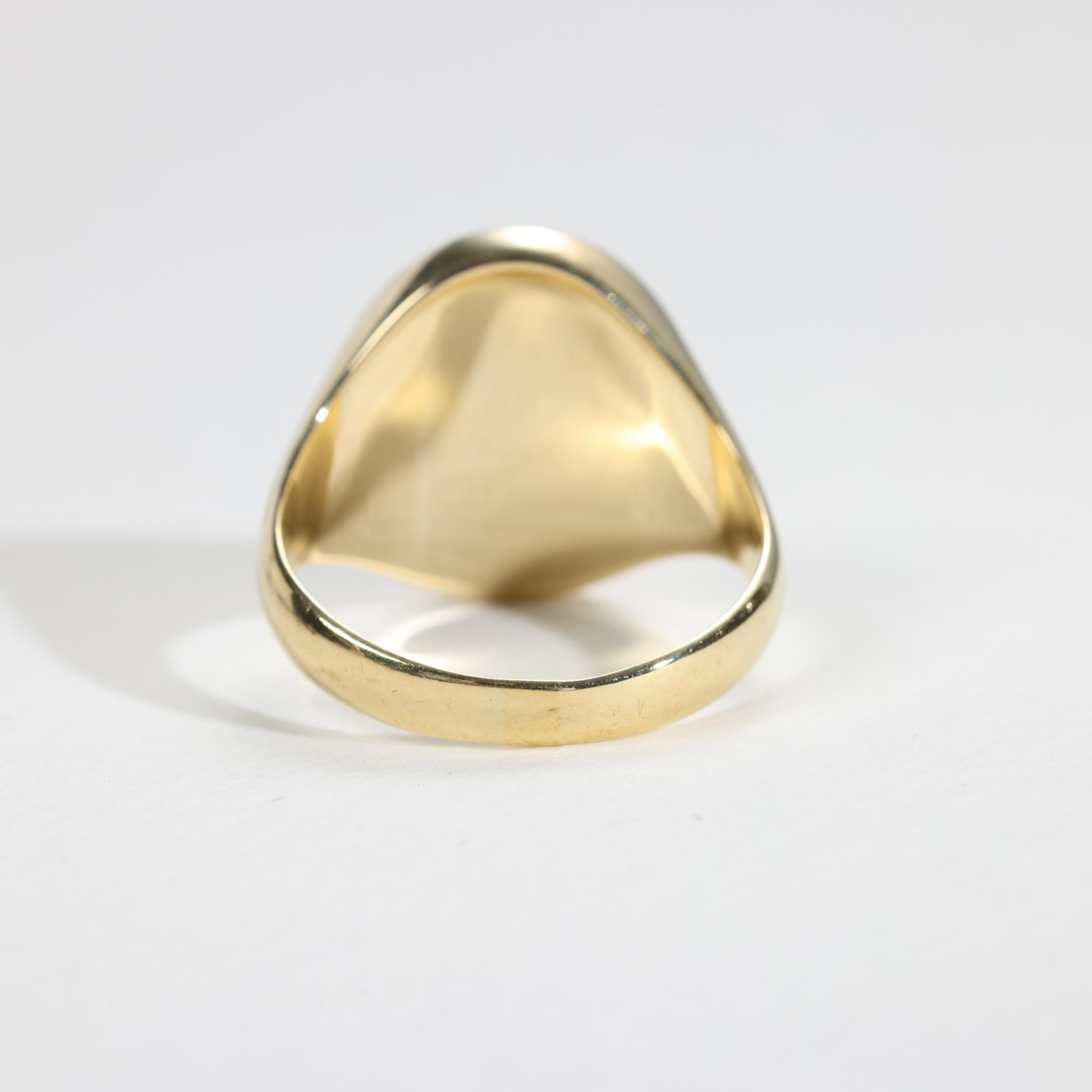 Women's or Men's Coat of Arms Signet Ring, English, Victorian, 18K, Size 9