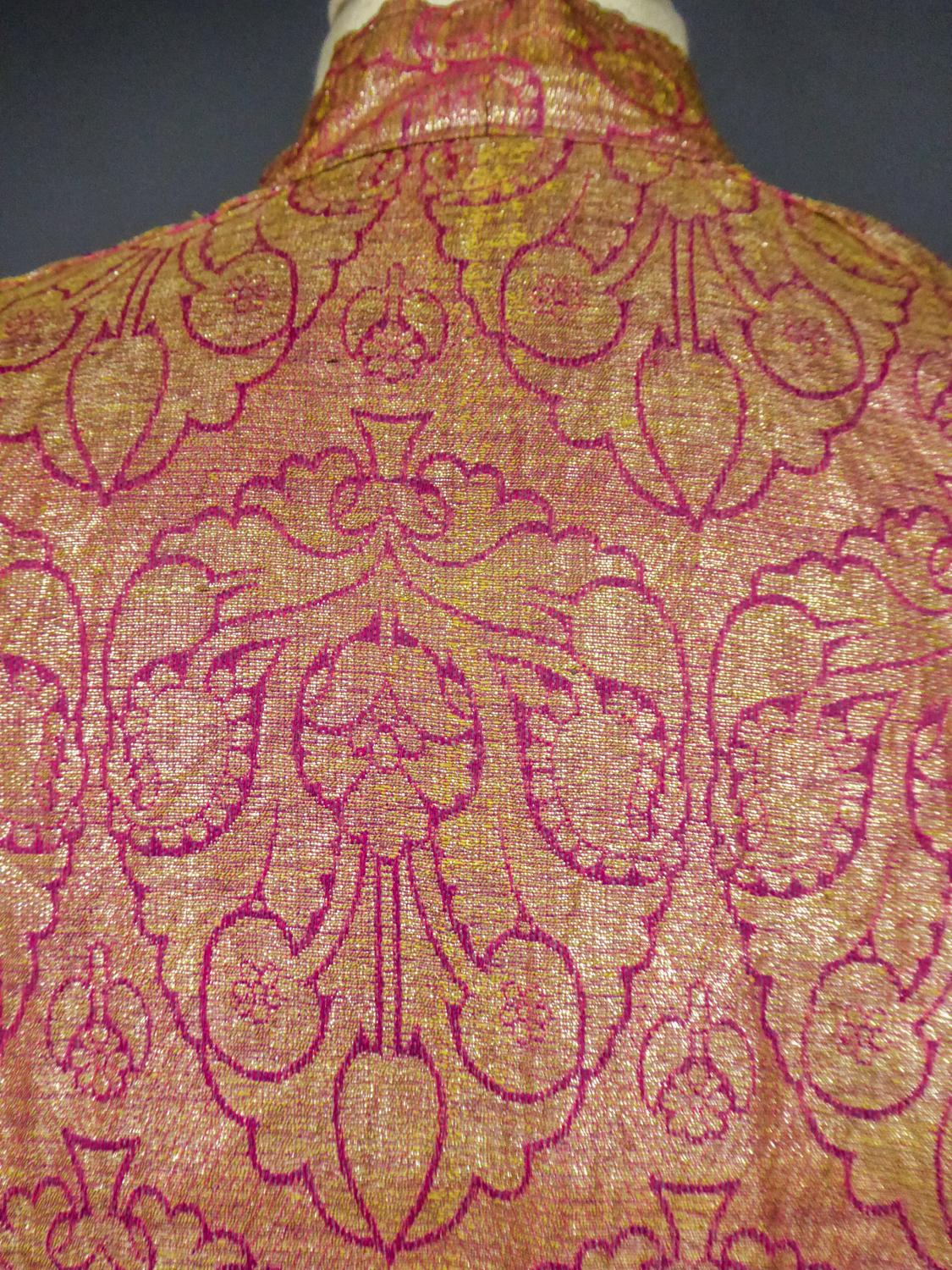 Coat or Banyan in Gold Lamé and Russian Cotton Print - Uzbekistan Circa 1920 9