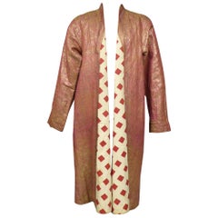 Coat or Banyan in Gold Lamé and Russian Cotton Print - Uzbekistan Circa 1920